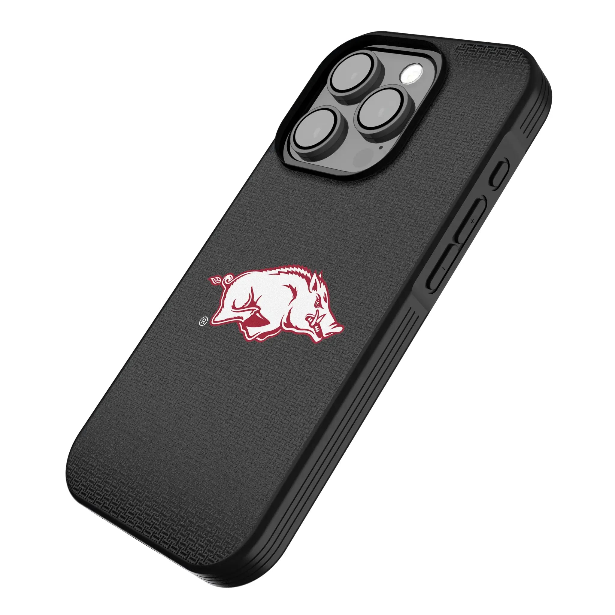 University of Arkansas Fayetteville Razorbacks Linen iPhone Bump Phone Case for Apple iPhone - Isometric View