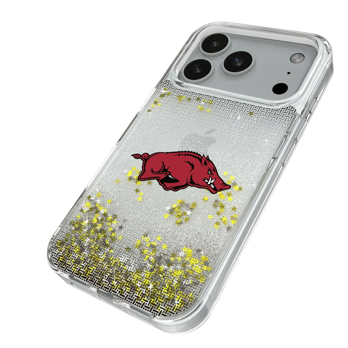 University of Arkansas Fayetteville Razorbacks Linen iPhone Glitter Phone Case for Apple iPhone - Isometric View#Device_iPhone 18 Pro