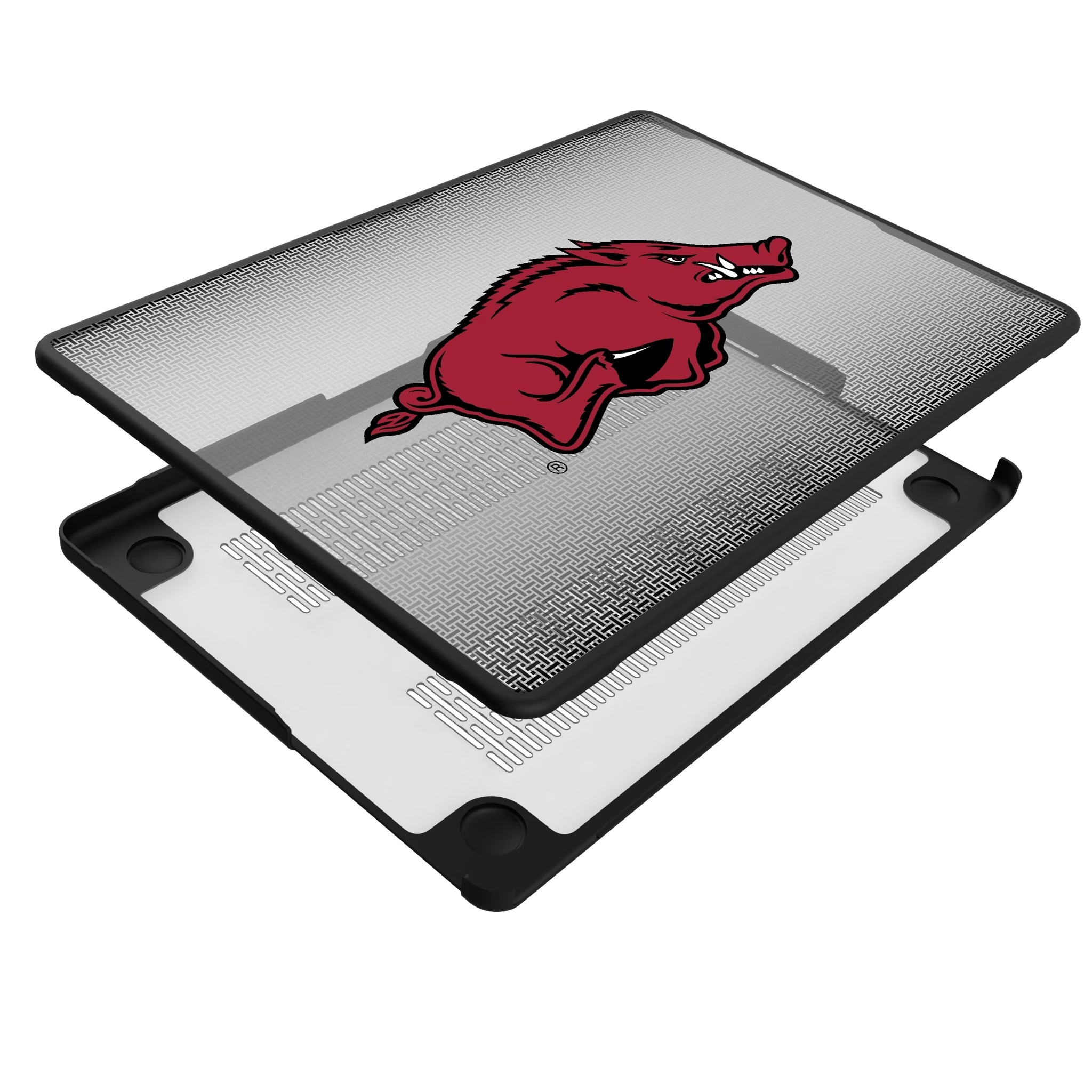 University of Arkansas Fayetteville Razorbacks Linen MacBook Laptop Case for Apple MacBook - Isometric View#Device_MacBook Pro (14-inch, 2021) / MacBook Pro (14-inch, 2023) / MacBook Pro (14-inch, 2024)
