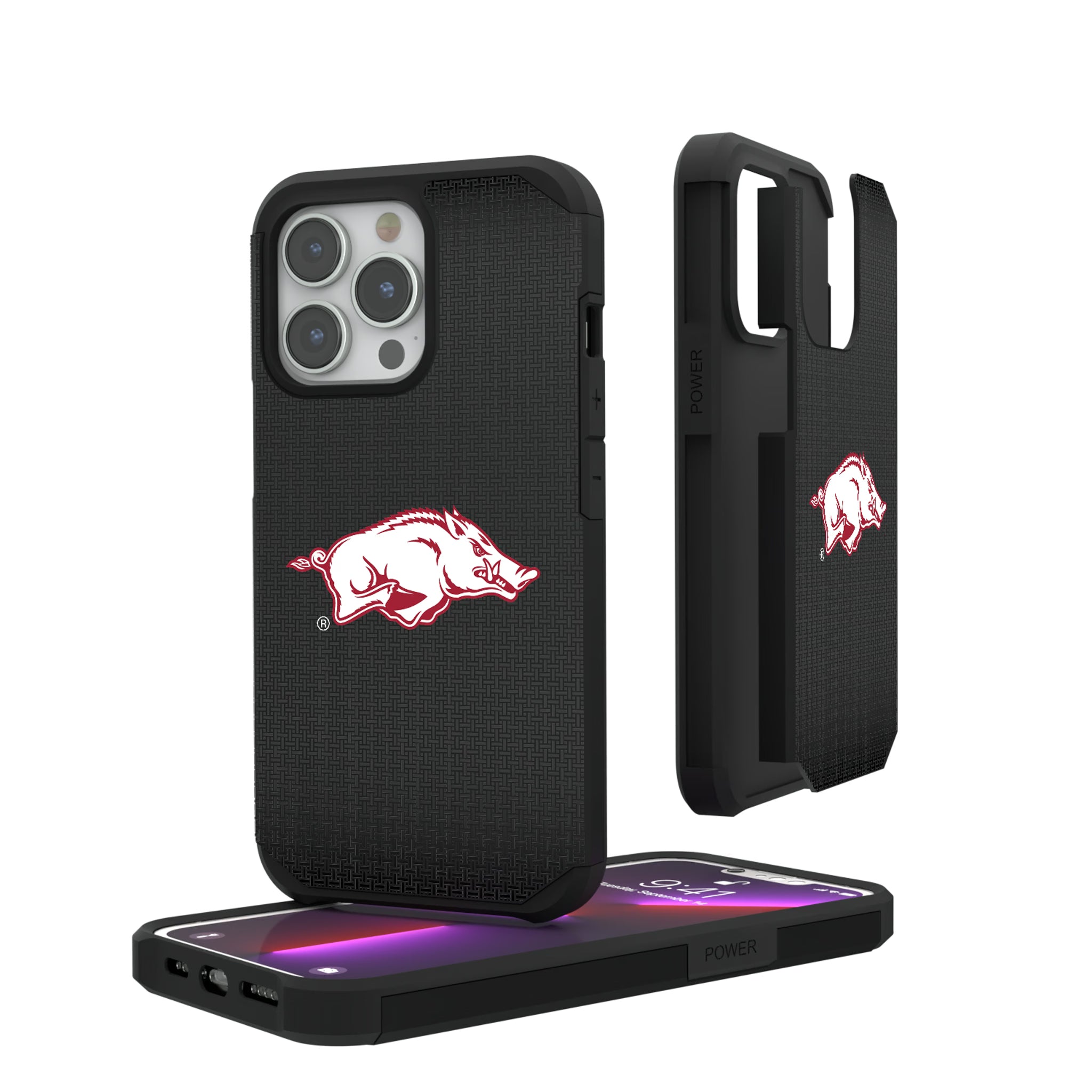 University of Arkansas Fayetteville Razorbacks Linen iPhone Rugged Phone Case for Apple iPhone#Device_iPhone 13 Pro