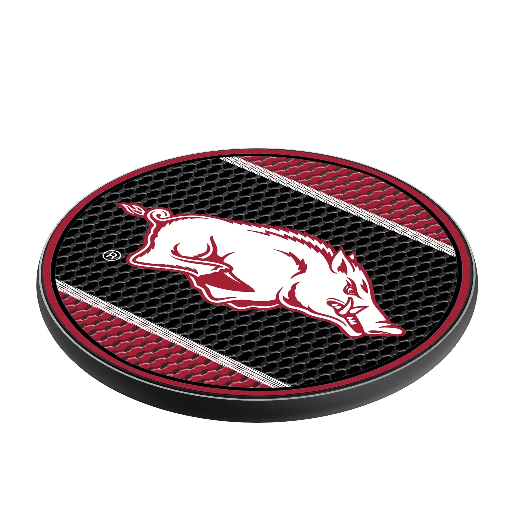 University of Arkansas Fayetteville Razorbacks Mesh 15-Watt Wireless Charger - Isometric View