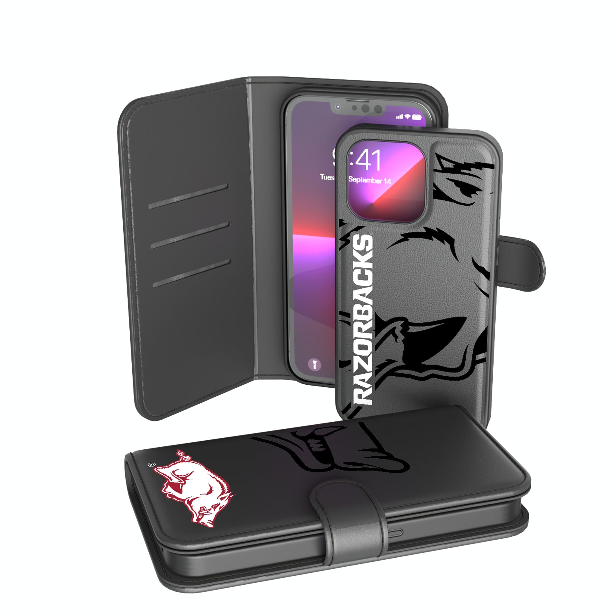 University of Arkansas Fayetteville Razorbacks Monocolor Tilt iPhone Wallet Phone Case for Apple iPhone