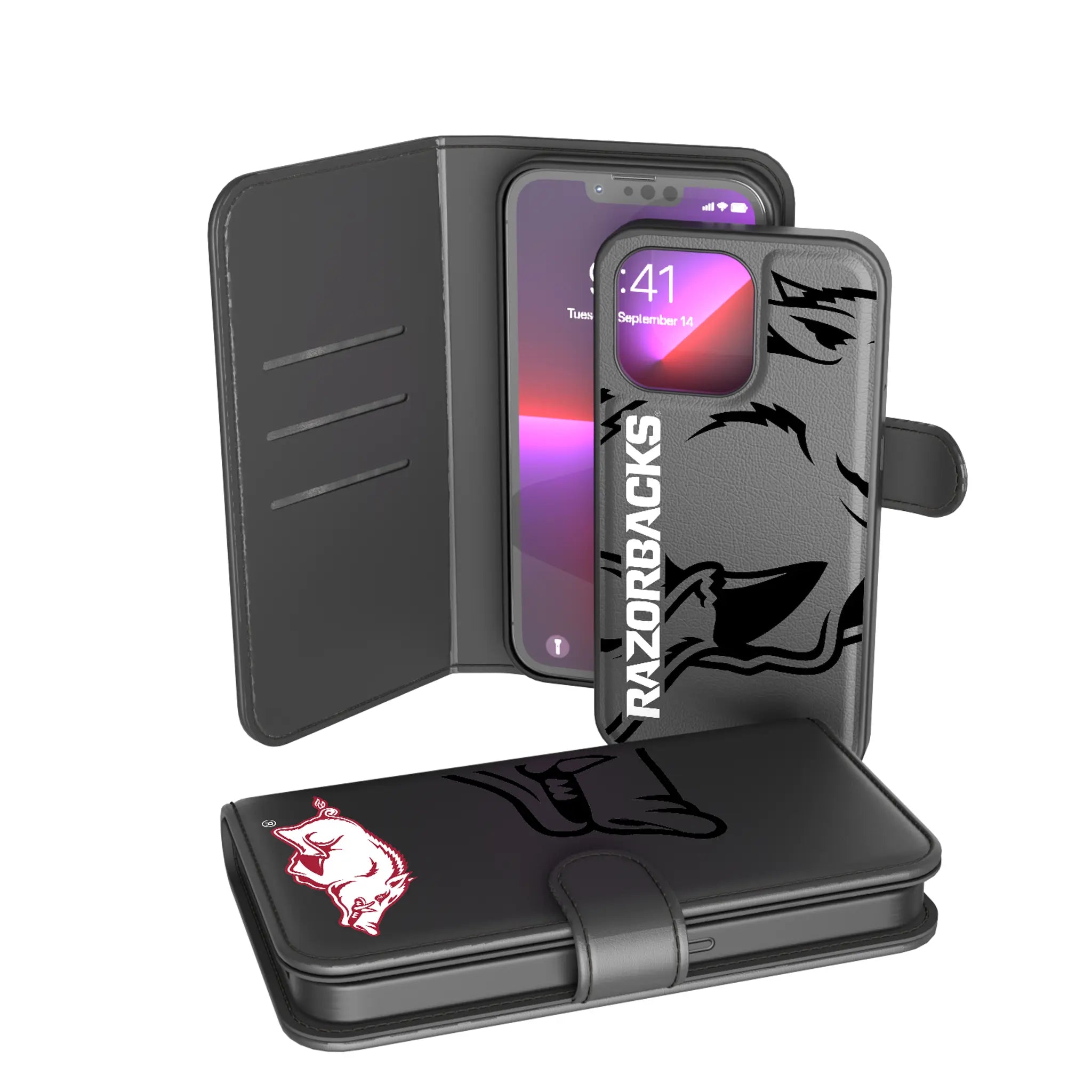 University of Arkansas Fayetteville Razorbacks Monocolor Tilt iPhone Wallet Phone Case for Apple iPhone