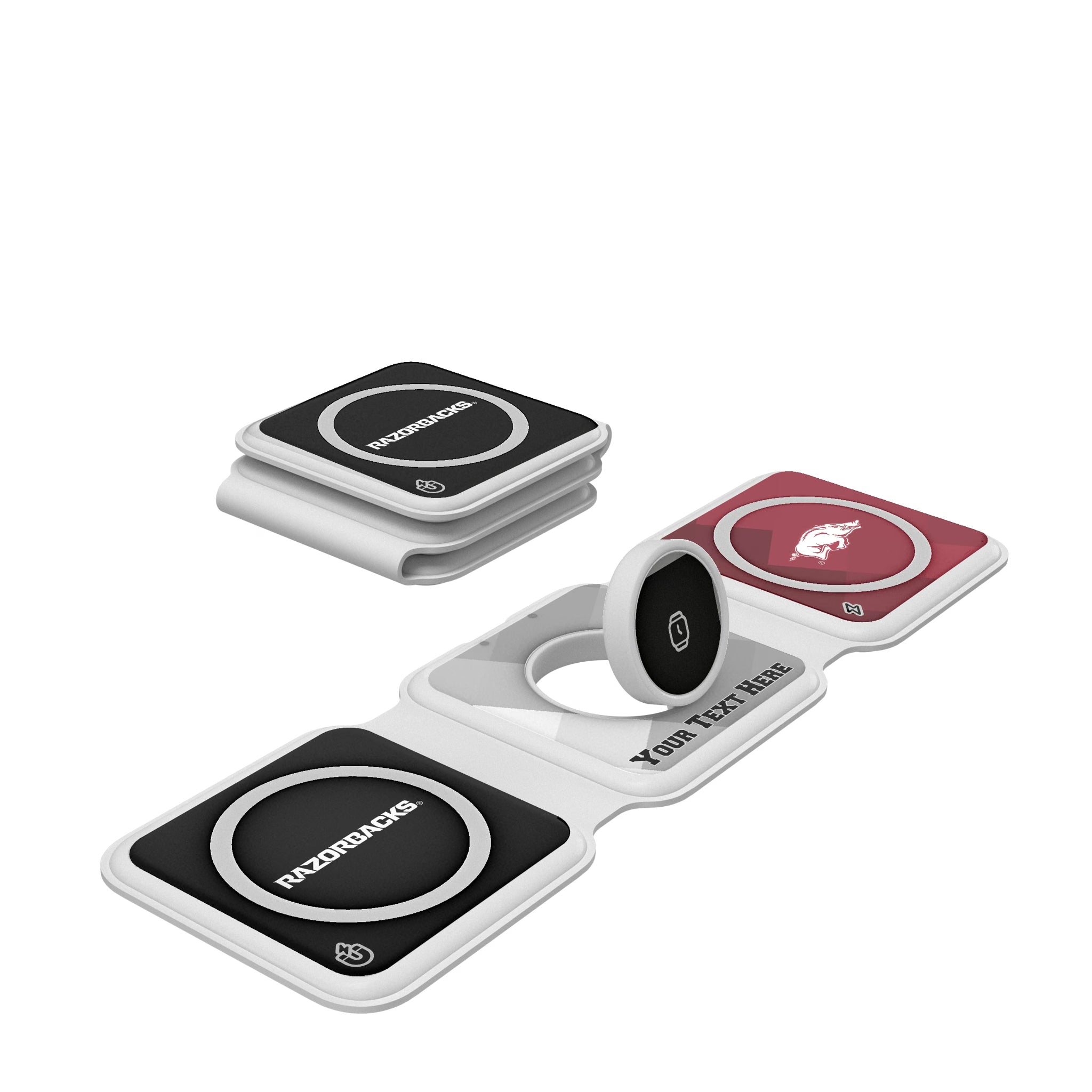 University of Arkansas Fayetteville Razorbacks Personalized Color Block Foldable 3 in 1 Charger