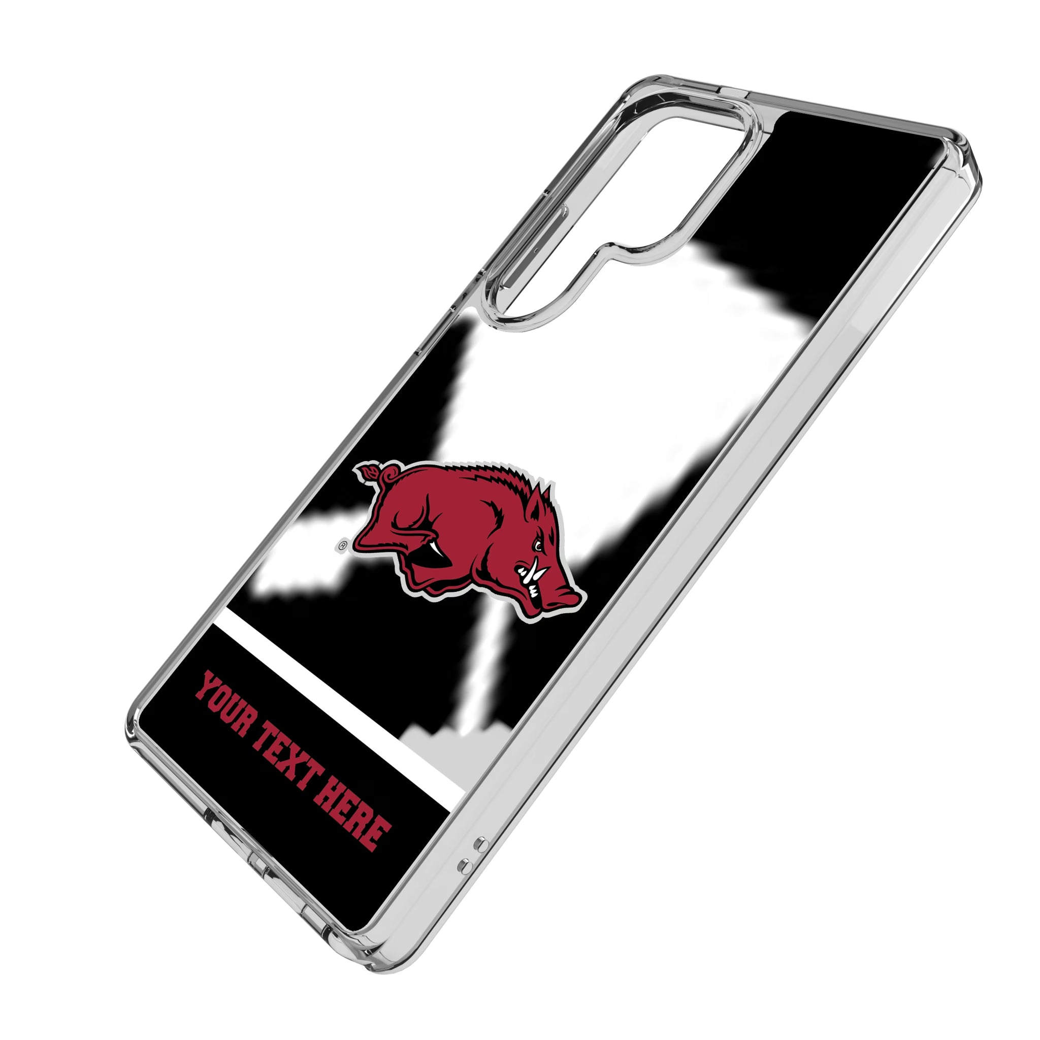 University of Arkansas Fayetteville Razorbacks Personalized EndZone Plus Galaxy Clear Phone Case for Samsung Galaxy - Isometric View