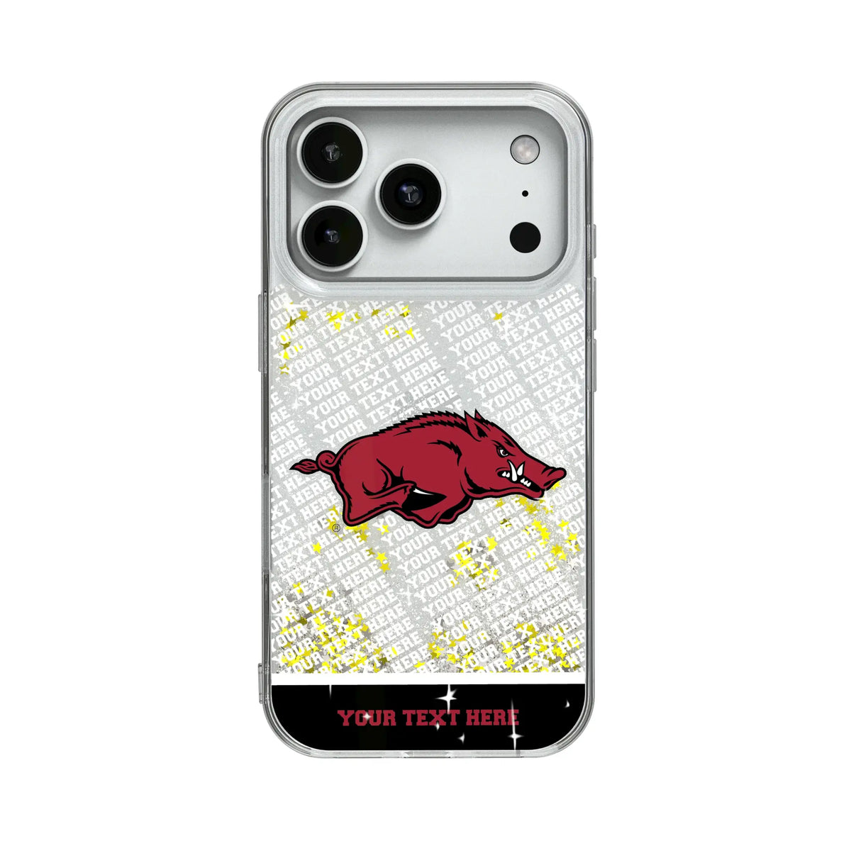 University of Arkansas Fayetteville Razorbacks Personalized EndZone Plus Glitter Phone Case for Apple iPhone