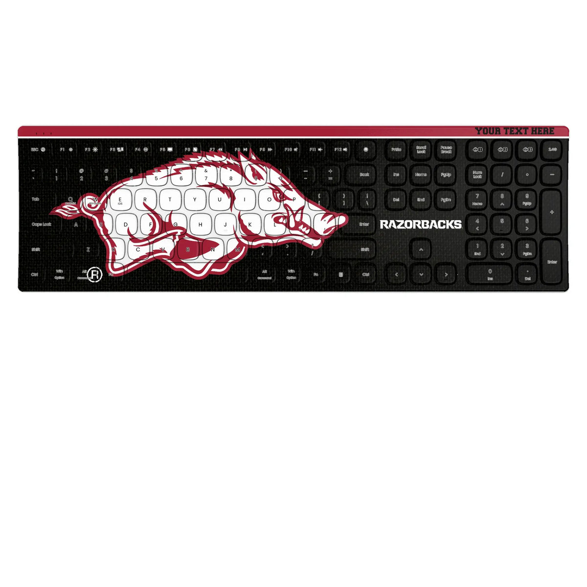 University of Arkansas Fayetteville Razorbacks Personalized Endzone Solid KKB605 Curved Wireless Keyboard
