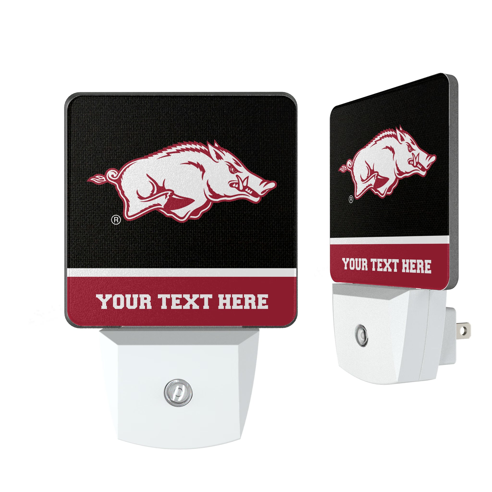 University of Arkansas Fayetteville Razorbacks Personalized Endzone Solid Night Light 2-Pack