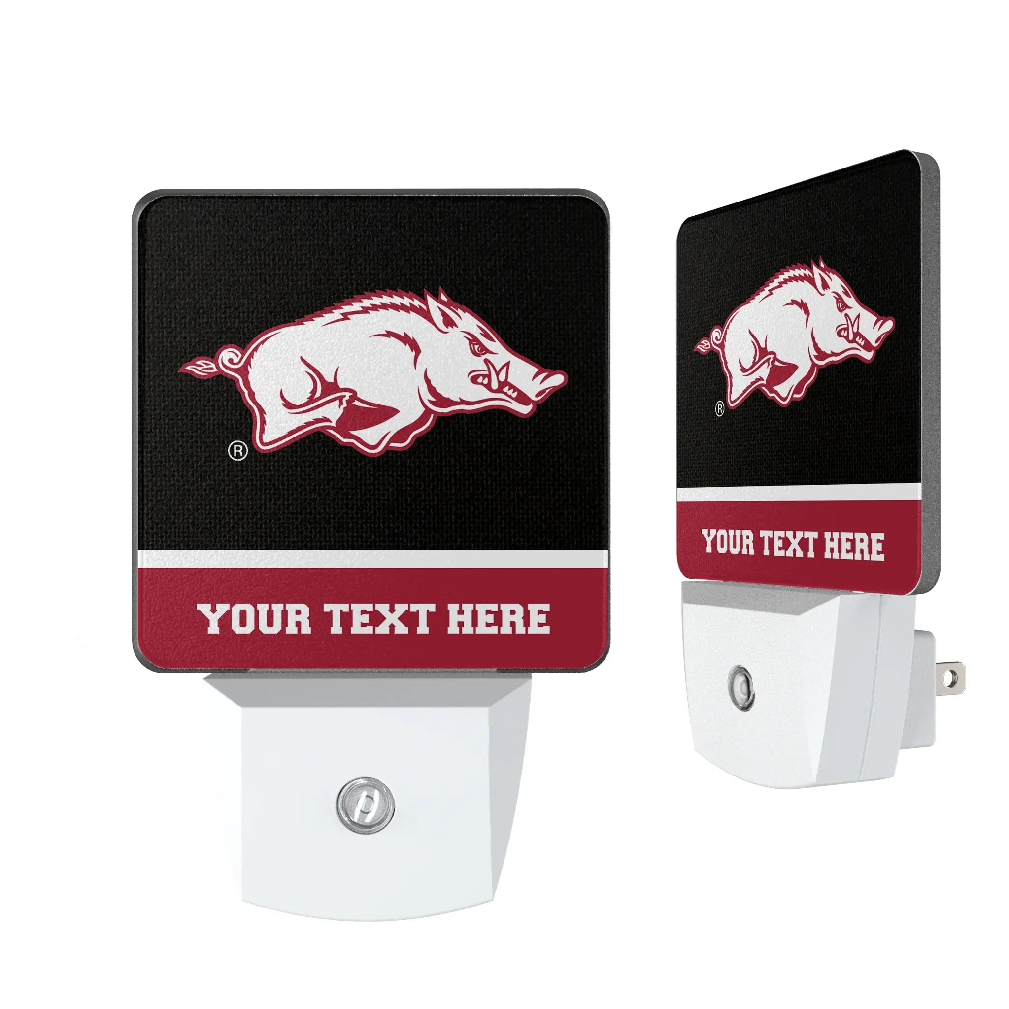 University of Arkansas Fayetteville Razorbacks Personalized Endzone Solid Night Light 2-Pack