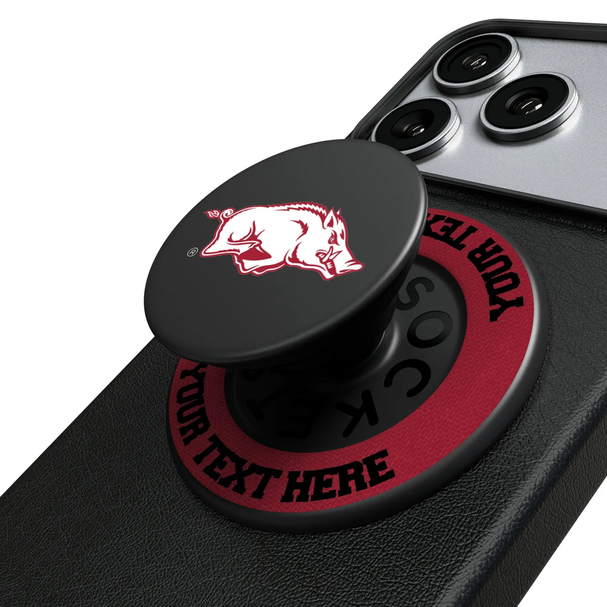 University of Arkansas Fayetteville Razorbacks Personalized Endzone Solid Popsockets Round Magnetic