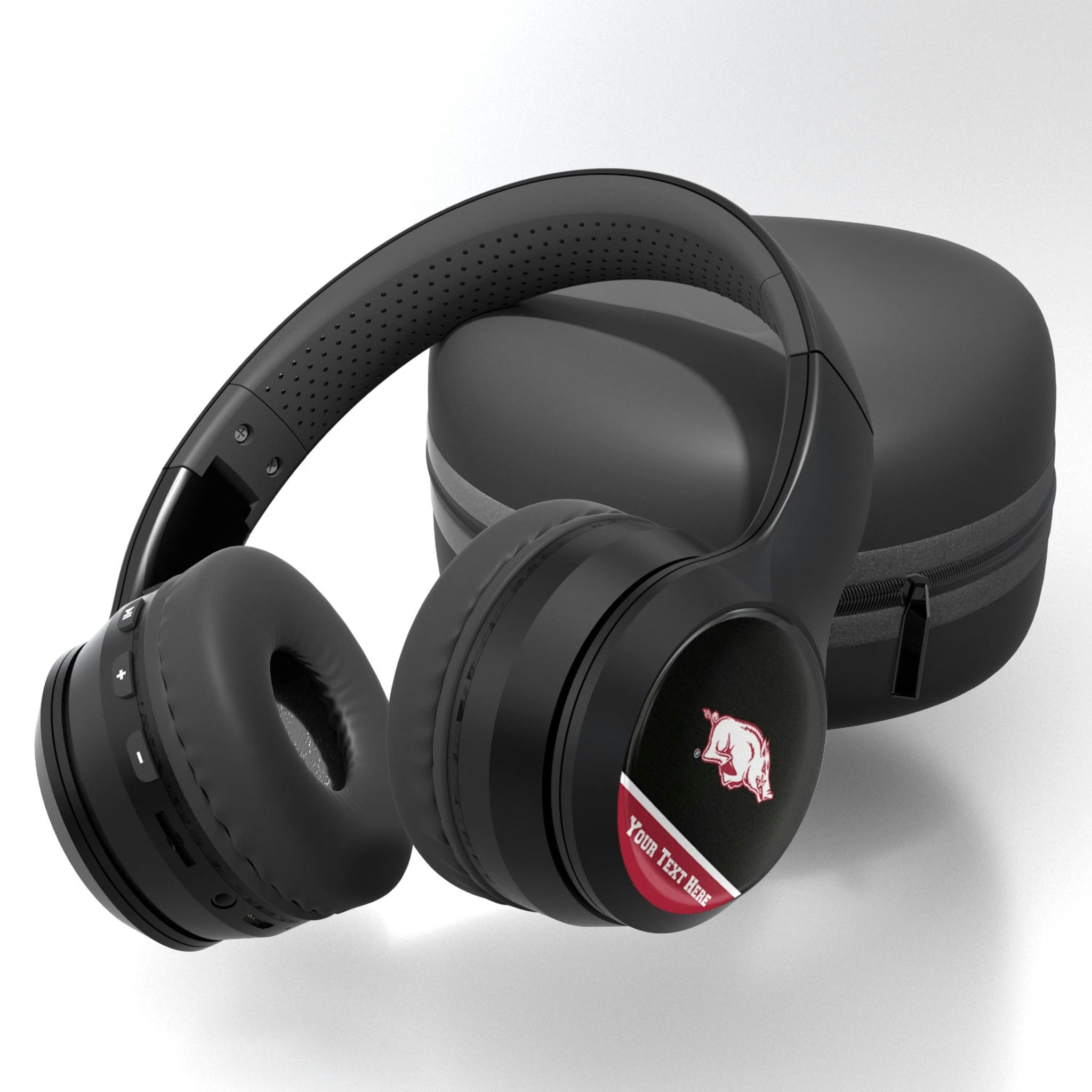 University of Arkansas Fayetteville Razorbacks Personalized Endzone Solid Wireless Over-Ear BT Headphones With Case