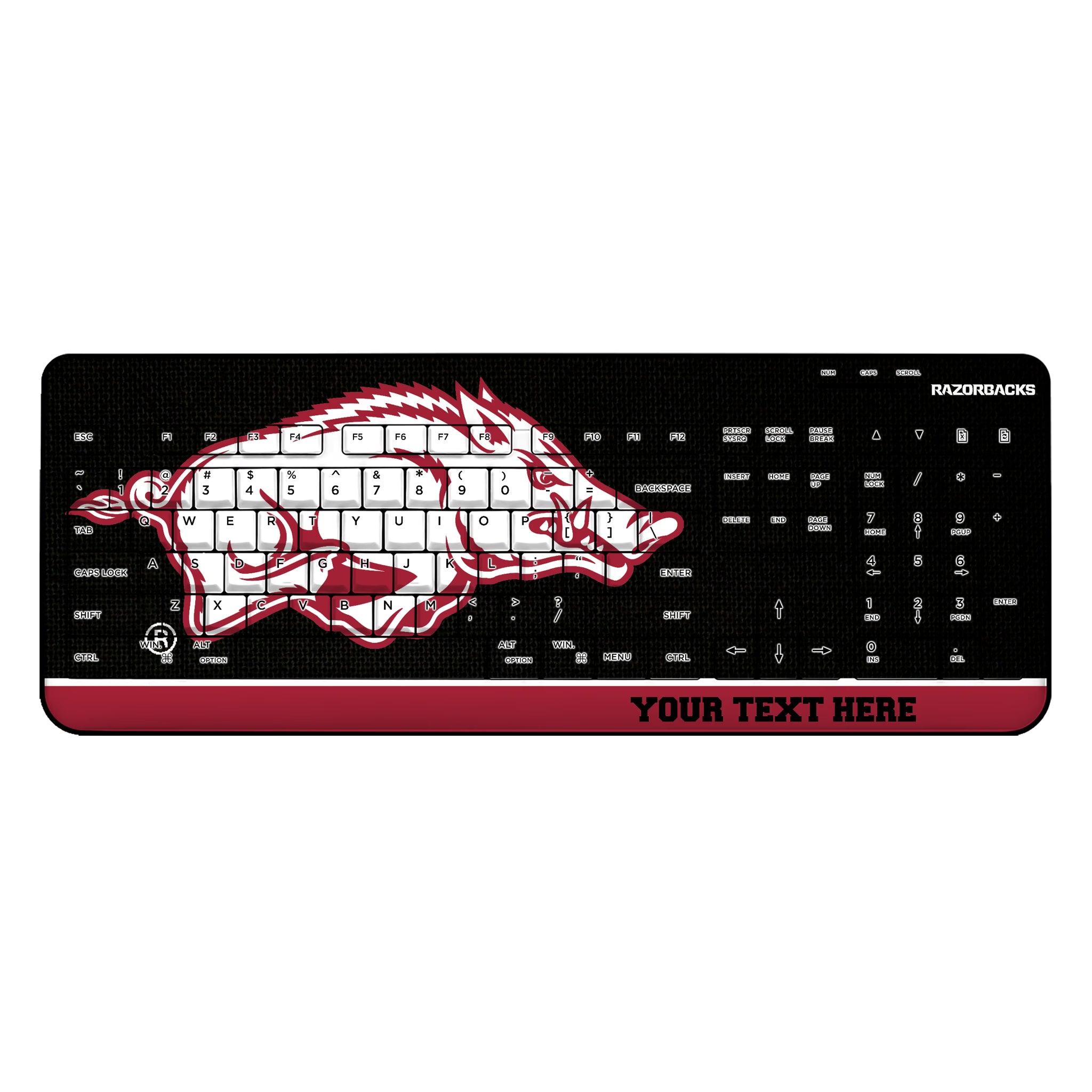 University of Arkansas Fayetteville Razorbacks Personalized Endzone Solid Wireless USB Keyboard