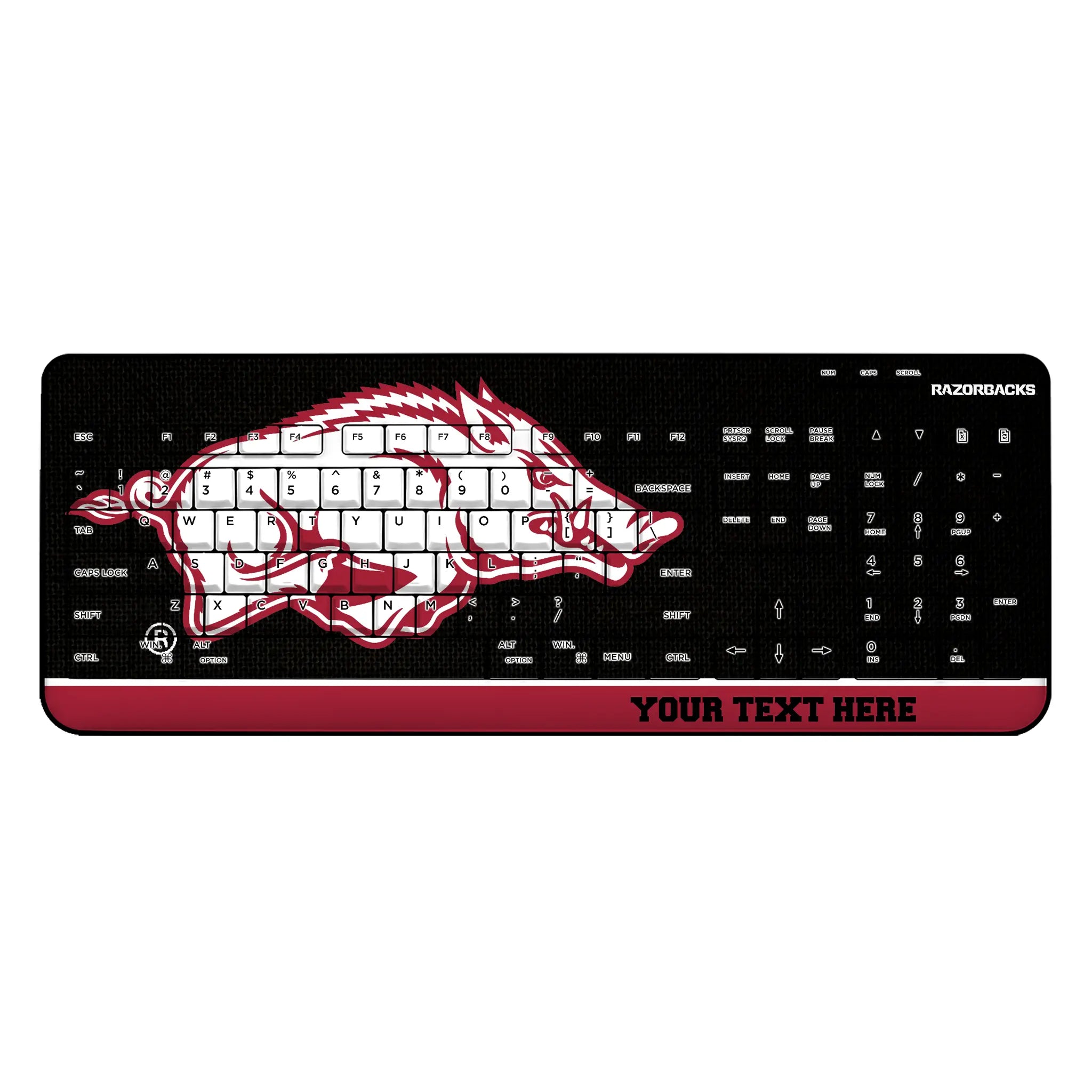University of Arkansas Fayetteville Razorbacks Personalized Endzone Solid Wireless USB Keyboard