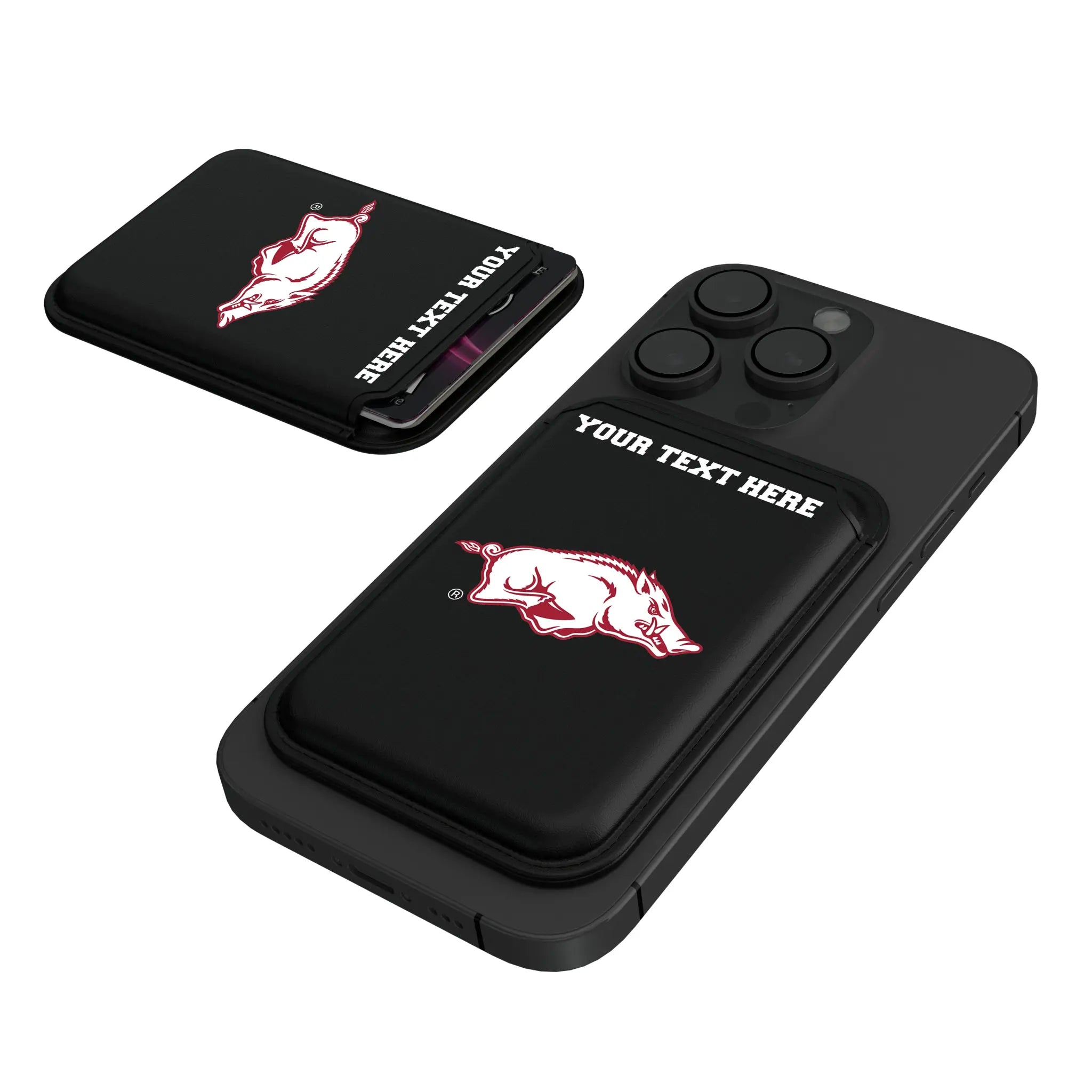 University of Arkansas Fayetteville Razorbacks Personalized Insignia Black Magnetic Credit Card Wallet