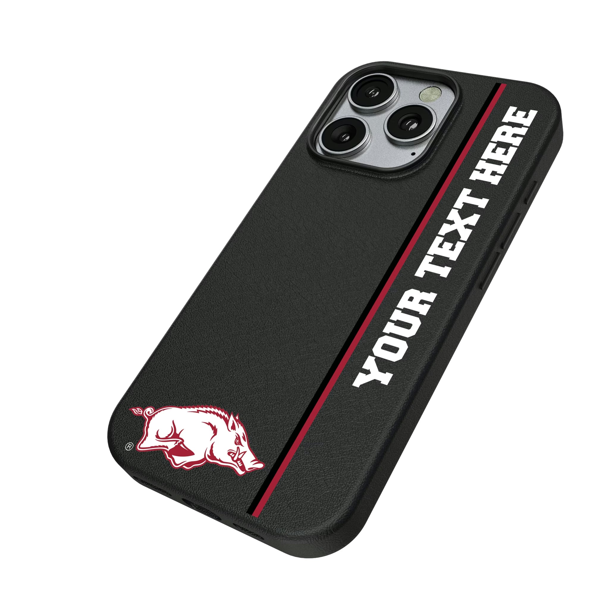 University of Arkansas Fayetteville Razorbacks Personalized Sidebard iPhone MagSafe Compatible Phone Case for Apple iPhone - Isometric View
