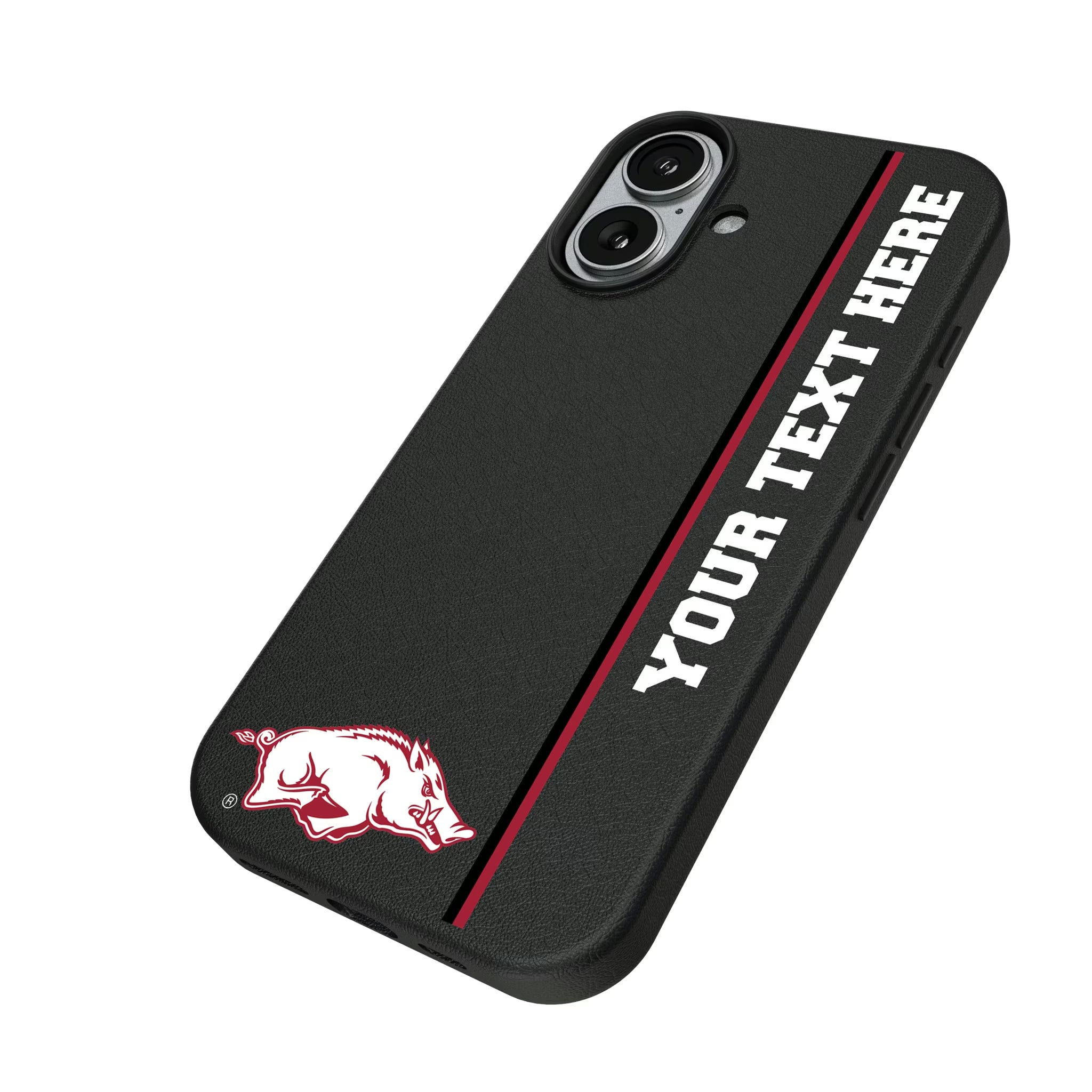 University of Arkansas Fayetteville Razorbacks Personalized Sidebard iPhone MagSafe Compatible Phone Case for Apple iPhone - Isometric View#Device_iPhone 17
