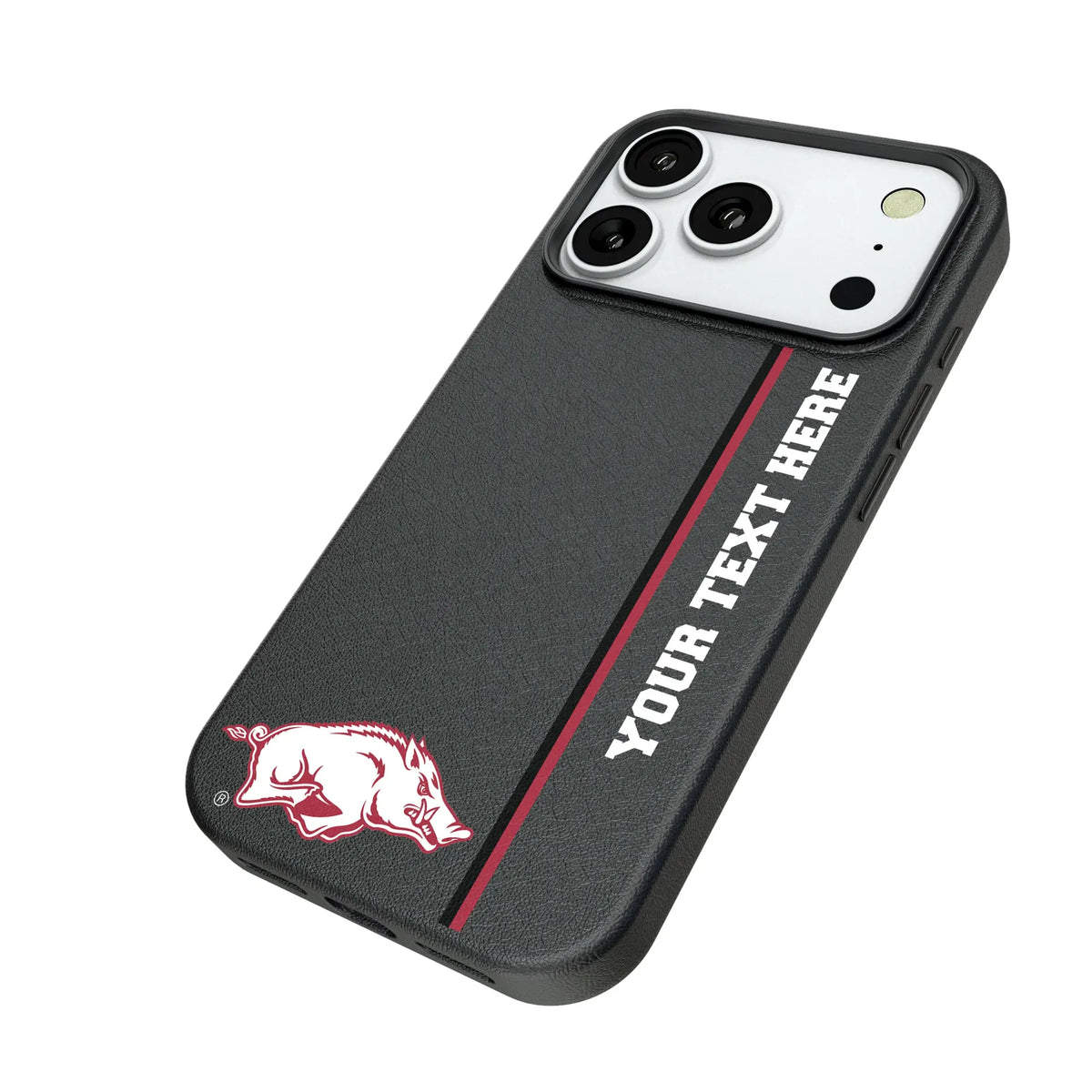 University of Arkansas Fayetteville Razorbacks Personalized Sidebard iPhone MagSafe Compatible Phone Case for Apple iPhone - Isometric View#Device_iPhone 18 Pro