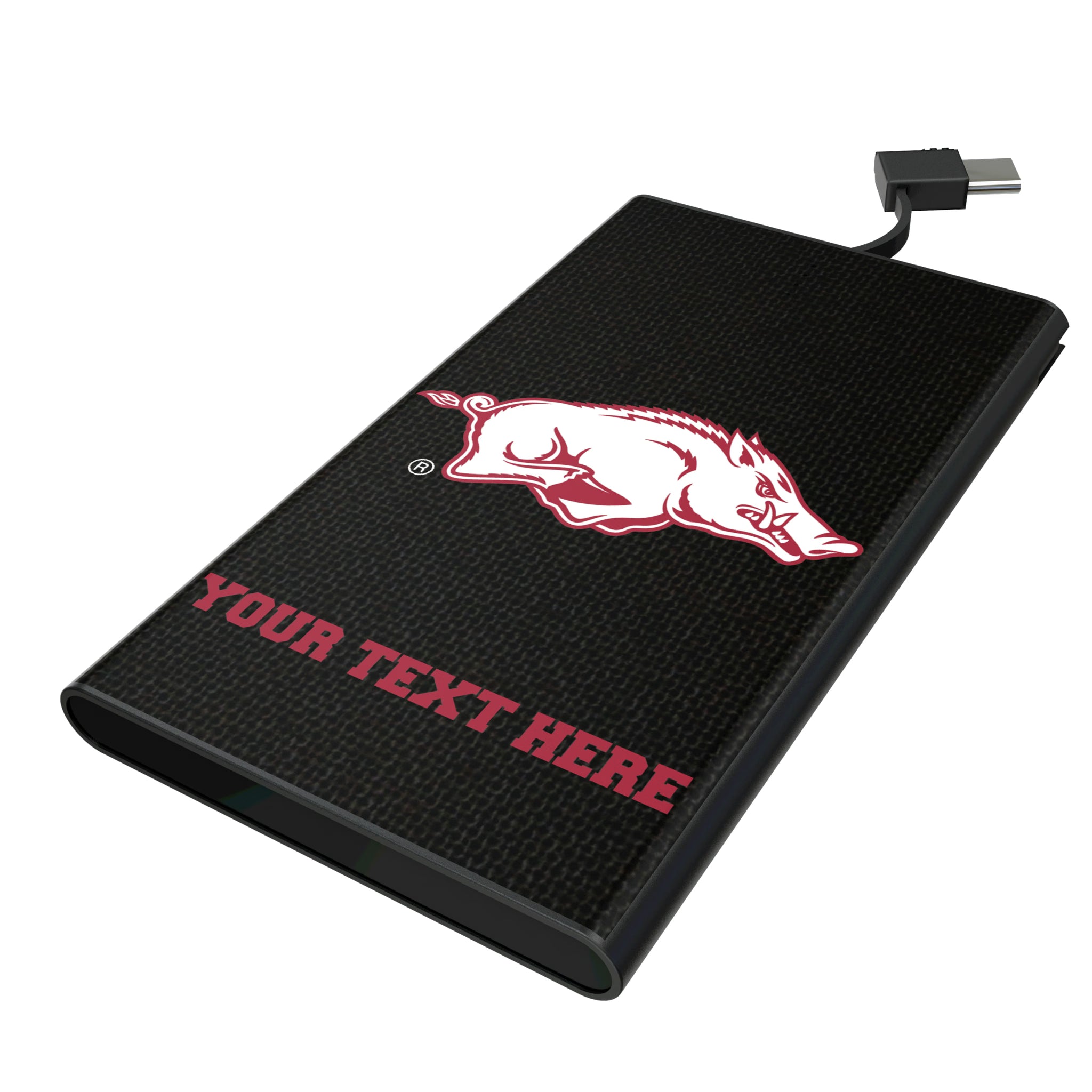 University of Arkansas Fayetteville Razorbacks Personalized Solid 5000mAh Flat Powerbank