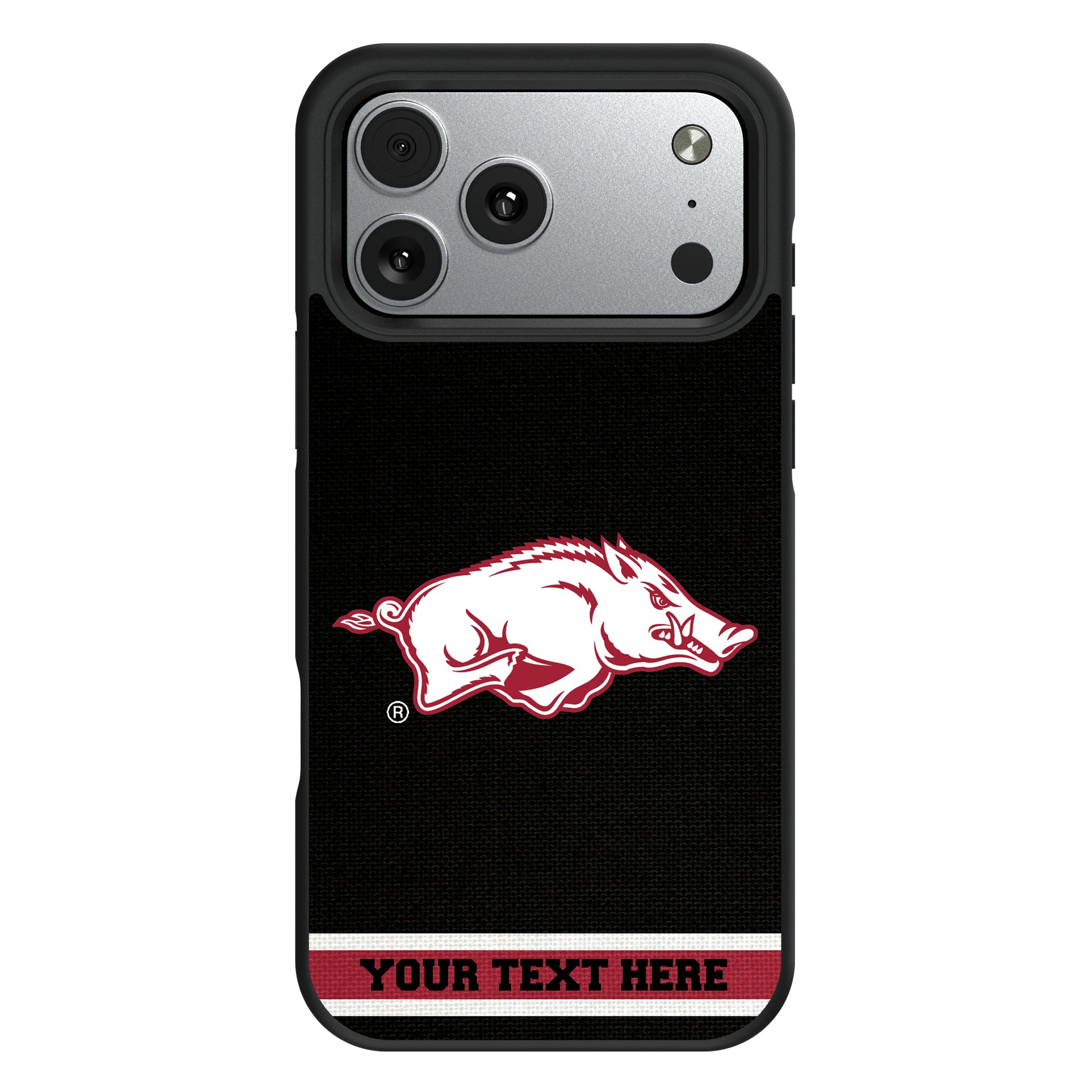 University of Arkansas Fayetteville Razorbacks Personalized Stripe iPhone Bump Phone Case for Apple iPhone#Device_iPhone 17 Pro Max