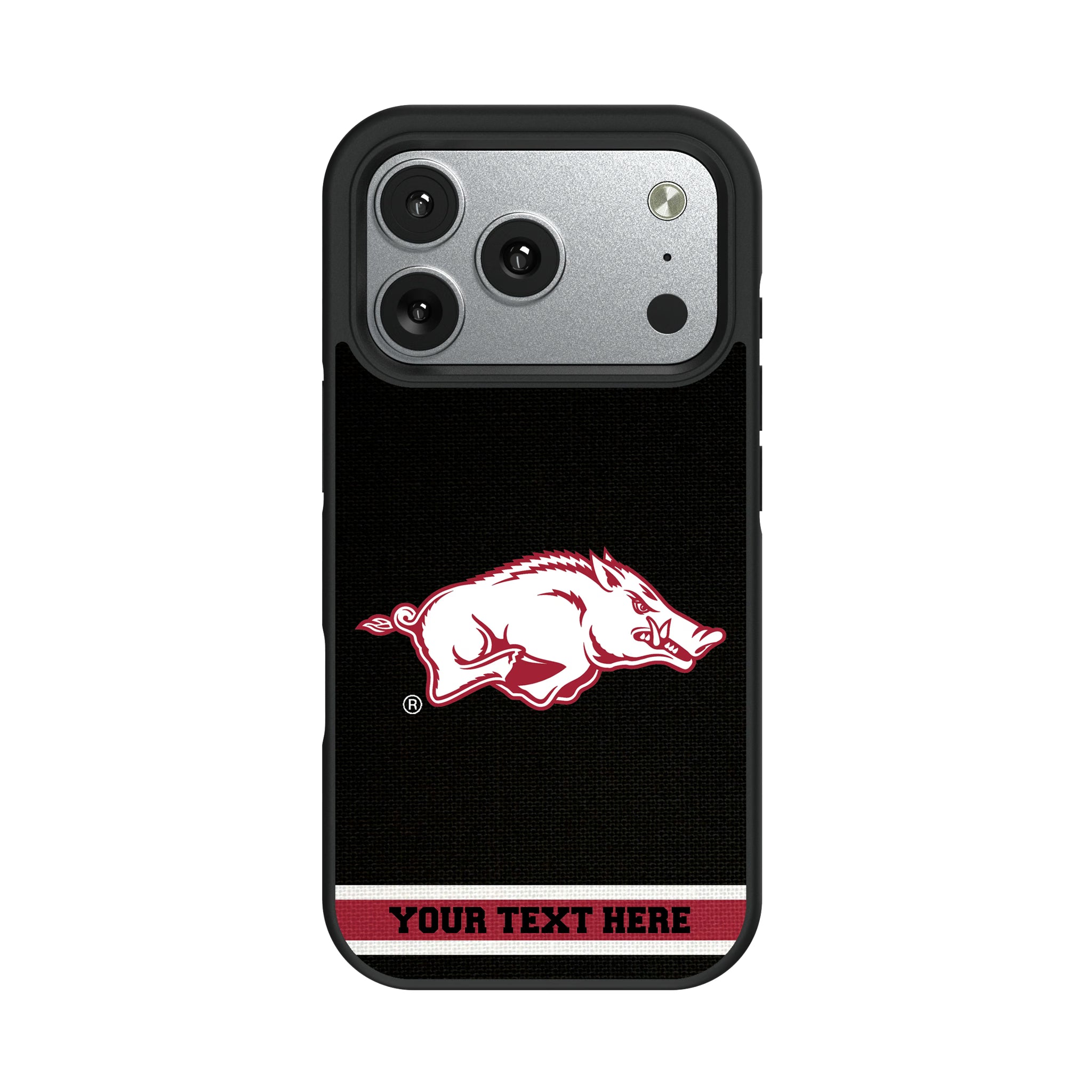 University of Arkansas Fayetteville Razorbacks Personalized Stripe iPhone Bump Phone Case for Apple iPhone#Device_iPhone 17 Pro