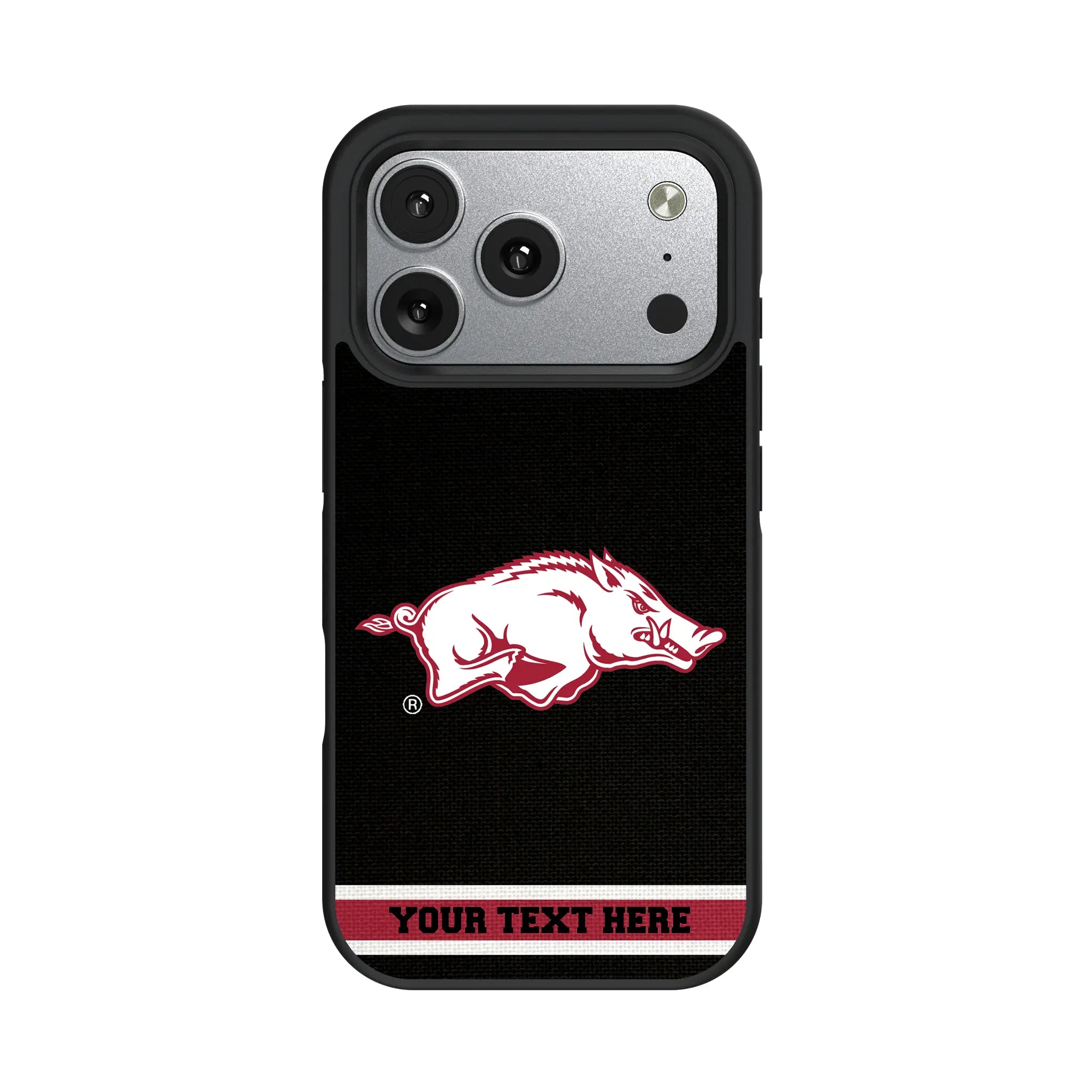 University of Arkansas Fayetteville Razorbacks Personalized Stripe iPhone Bump Phone Case for Apple iPhone#Device_iPhone 17 Pro