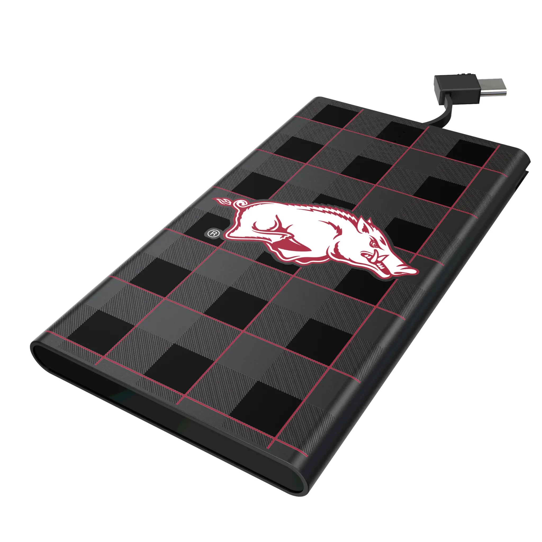 University of Arkansas Fayetteville Razorbacks Plaid 5000mAh Flat Power Bank