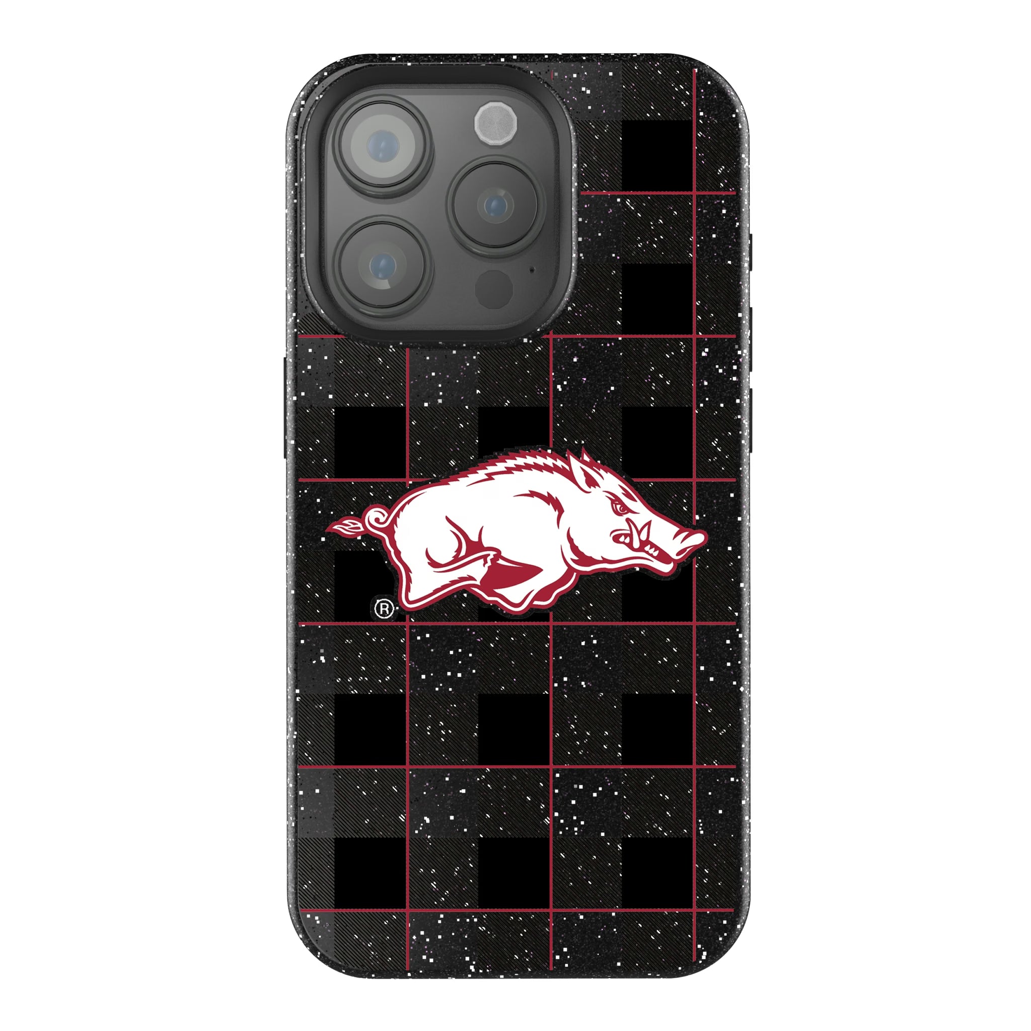 University of Arkansas Fayetteville Razorbacks Plaid iPhone Bling Phone Case for Apple iPhone