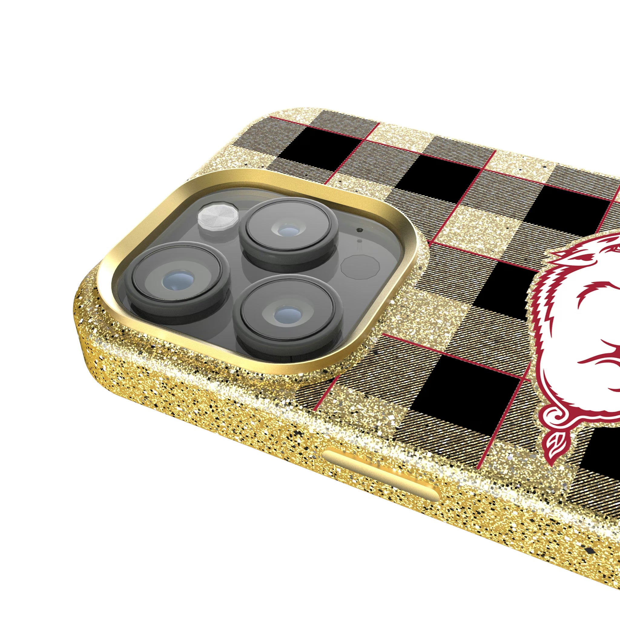 University of Arkansas Fayetteville Razorbacks Plaid iPhone Bling Phone Case for Apple iPhone - Detail