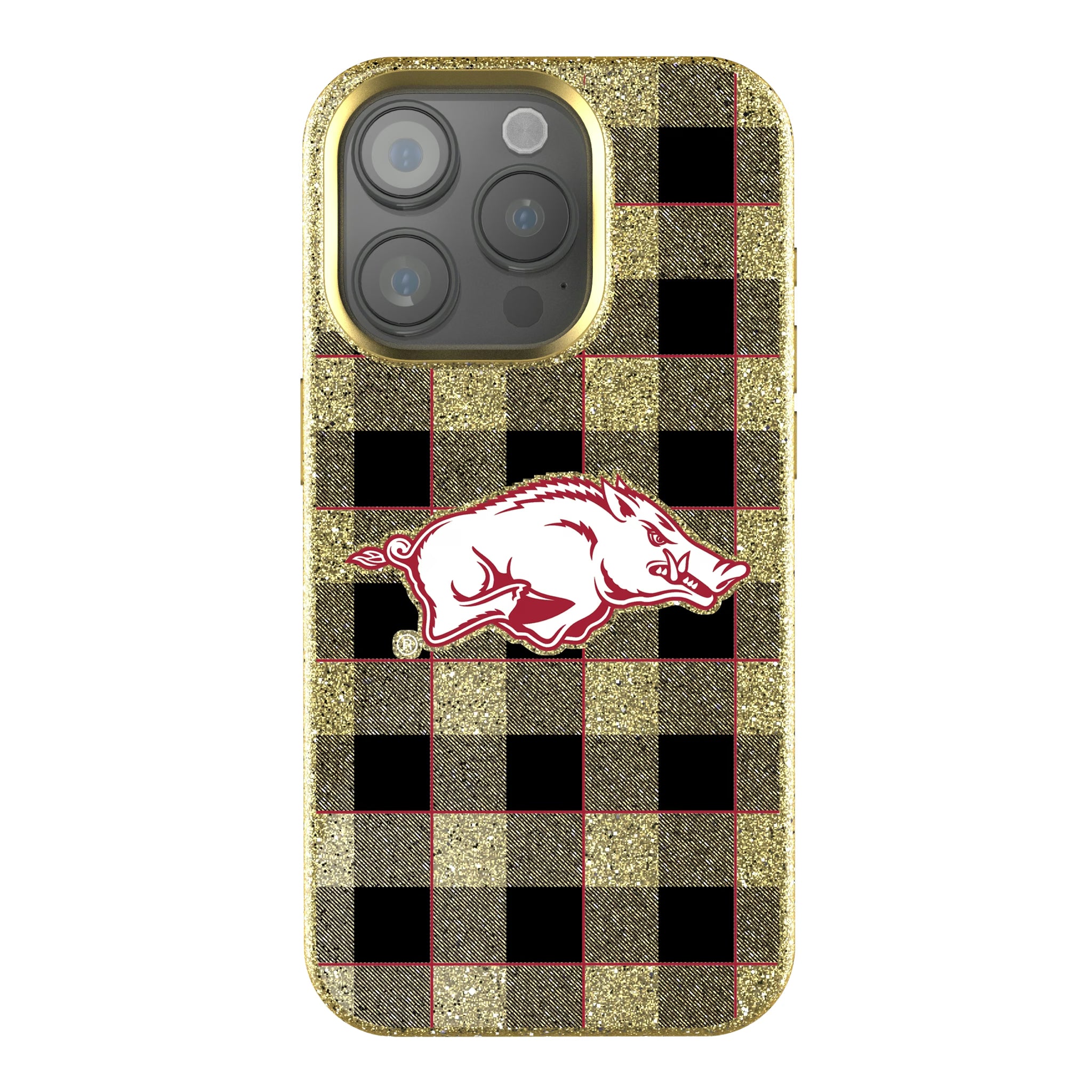 University of Arkansas Fayetteville Razorbacks Plaid iPhone Bling Phone Case for Apple iPhone