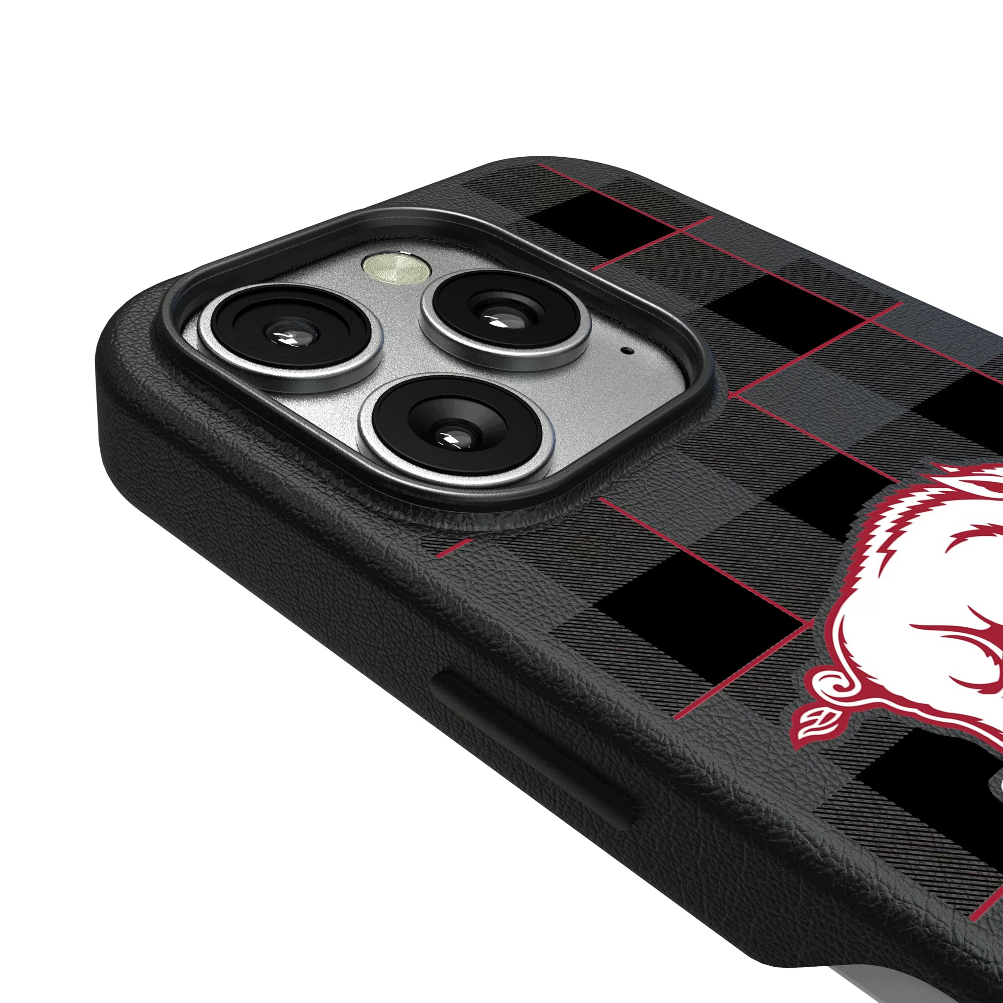 University of Arkansas Fayetteville Razorbacks Plaid iPhone MagSafe Compatible Phone Case for Apple iPhone - Detail