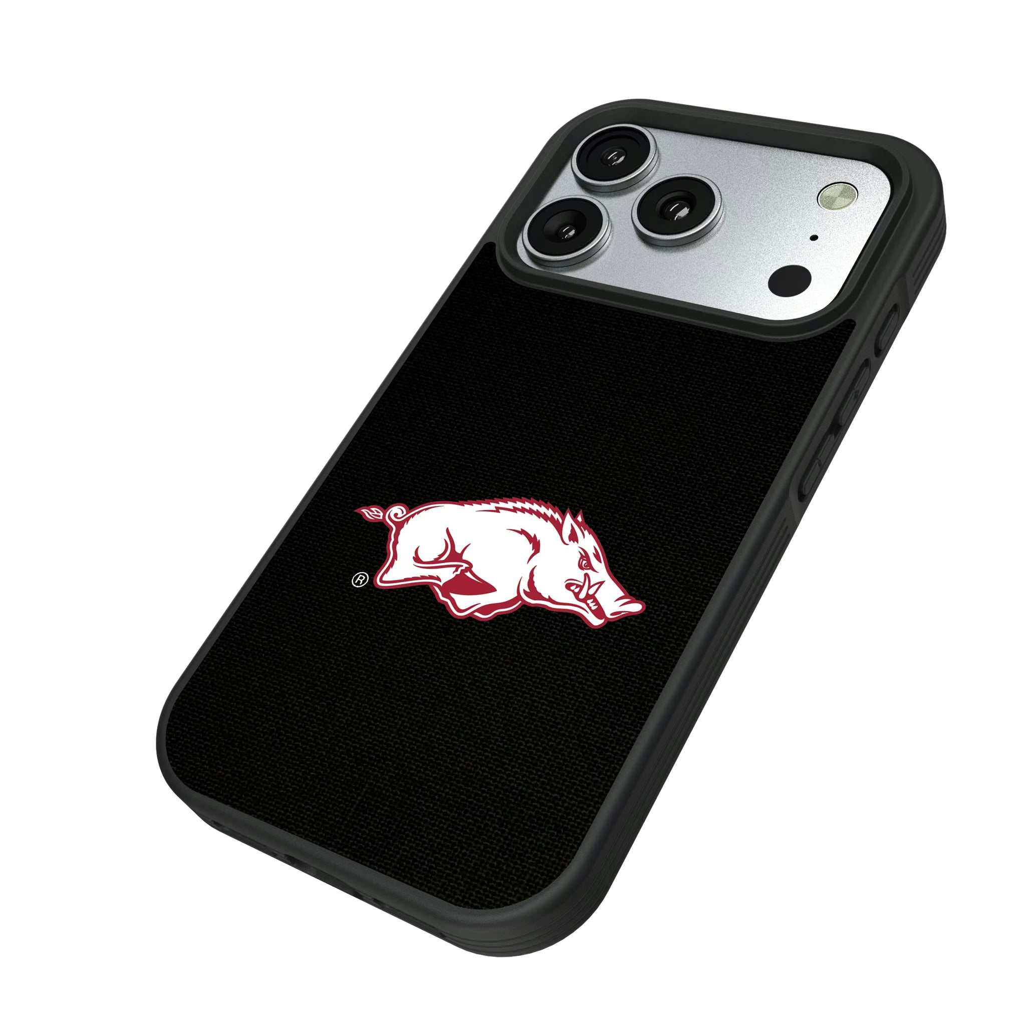 University of Arkansas Fayetteville Razorbacks Solid iPhone Bump Phone Case for Apple iPhone - Isometric View#Device_iPhone 17 Pro