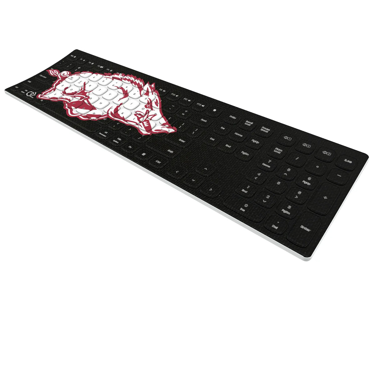 University of Arkansas Fayetteville Razorbacks Solid KKB605 Curved Wireless Keyboard - Isometric View