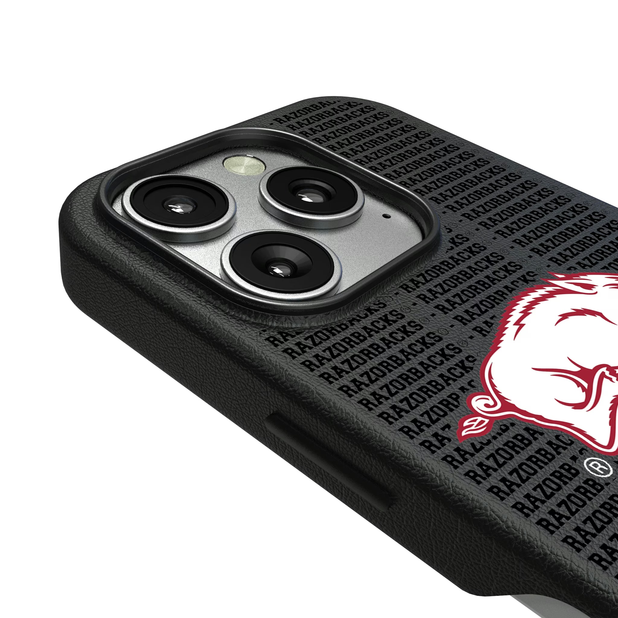 University of Arkansas Fayetteville Razorbacks Text Backdrop iPhone MagSafe Compatible Phone Case for Apple iPhone - Detail