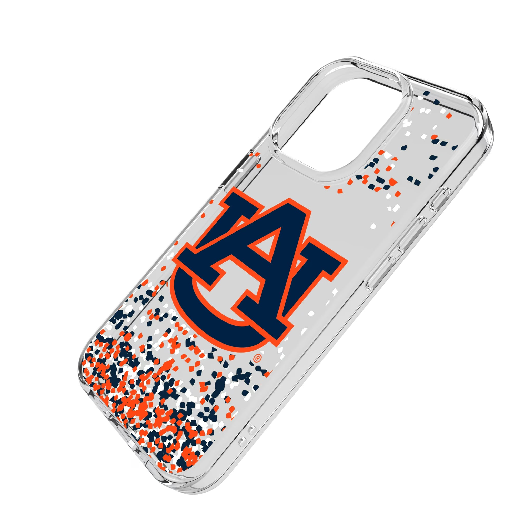 University of Auburn Tigers Confetti iPhone Clear Phone Case for Apple iPhone - Isometric View