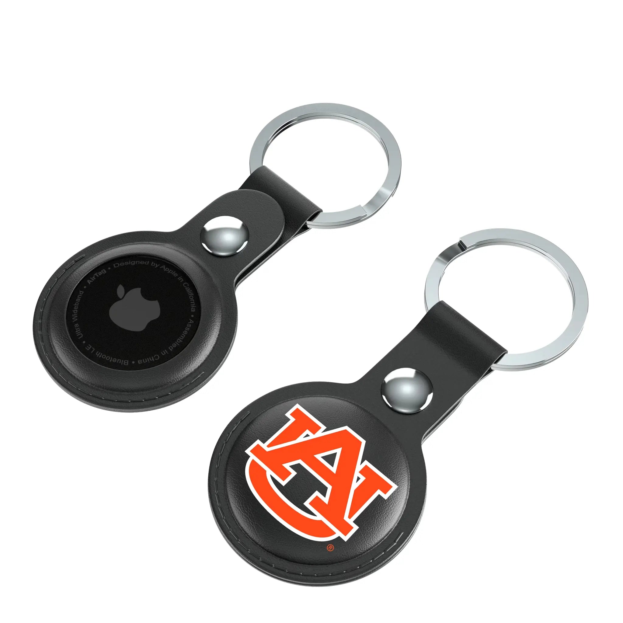 University of Auburn Tigers Insignia AirTag Black Airtag Holder 2-Pack - Isometric View