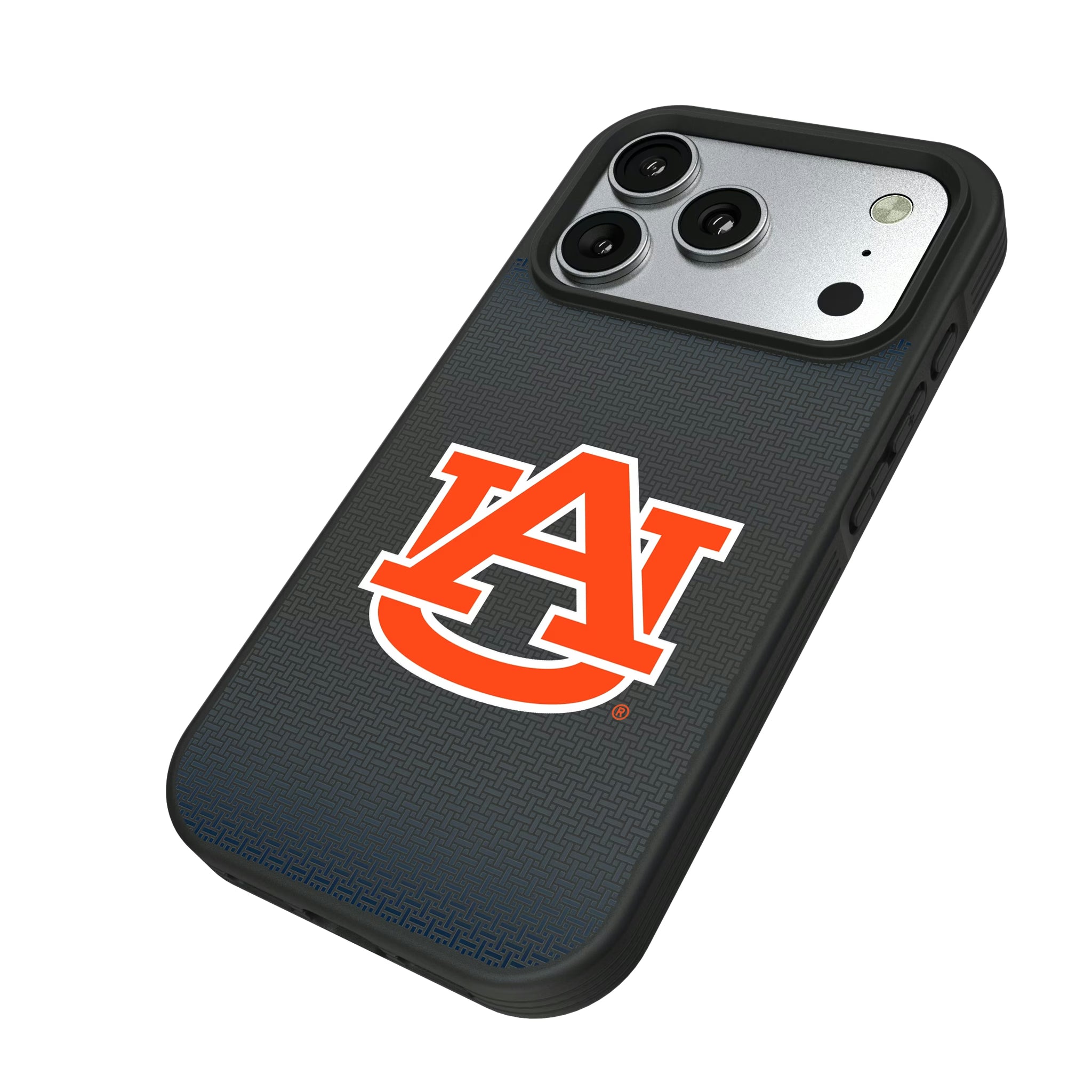 University of Auburn Tigers Linen iPhone Bump Phone Case for Apple iPhone - Isometric View#Device_iPhone 17 Pro