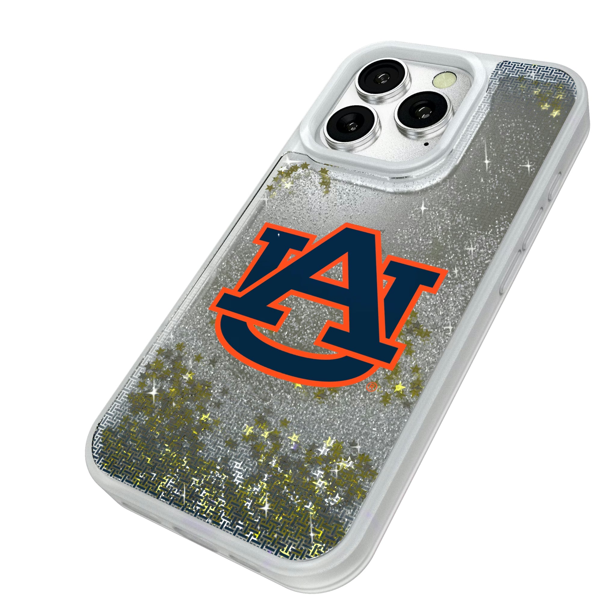 University of Auburn Tigers Linen iPhone Glitter Phone Case for Apple iPhone - Isometric View#Device_iPhone 16 Pro