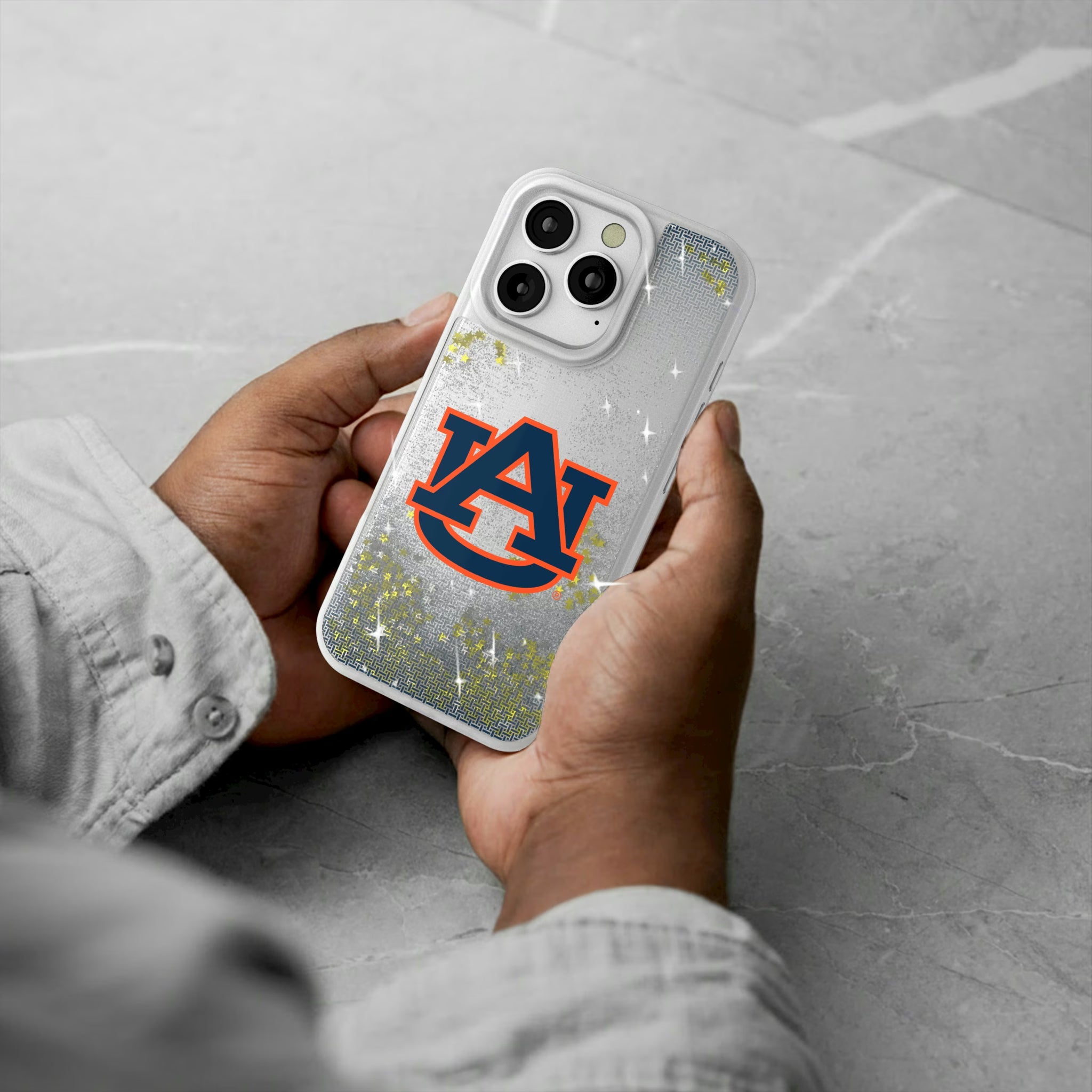 University of Auburn Tigers Linen iPhone Glitter Phone Case for Apple iPhone - Lifestyle#Device_iPhone 16 Pro