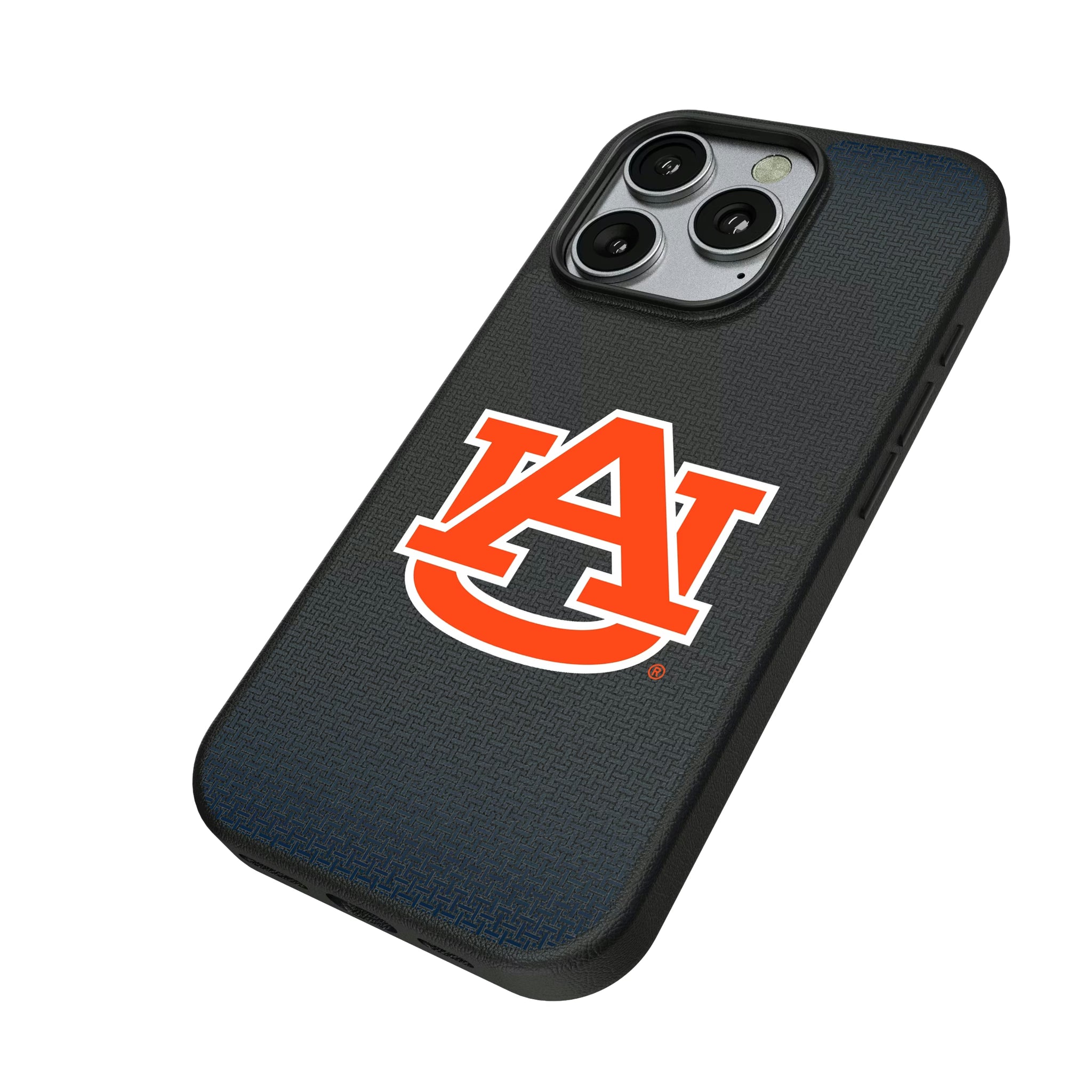 University of Auburn Tigers Linen iPhone MagSafe Compatible Phone Case for Apple iPhone - Isometric View