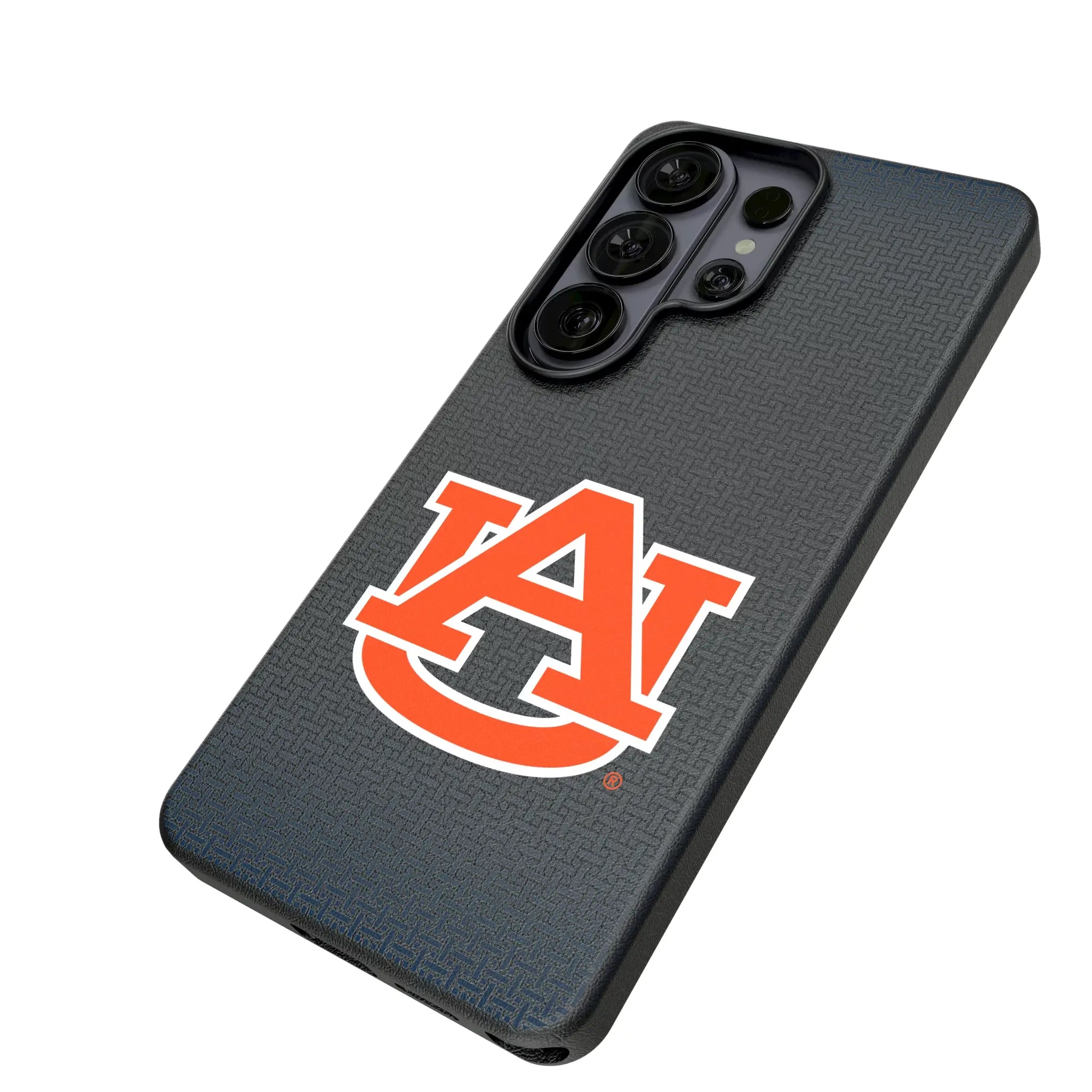 University of Auburn Tigers Linen Galaxy MagSafe Compatible Phone Case for Samsung Galaxy - Isometric View#Device_Galaxy S26 Ultra