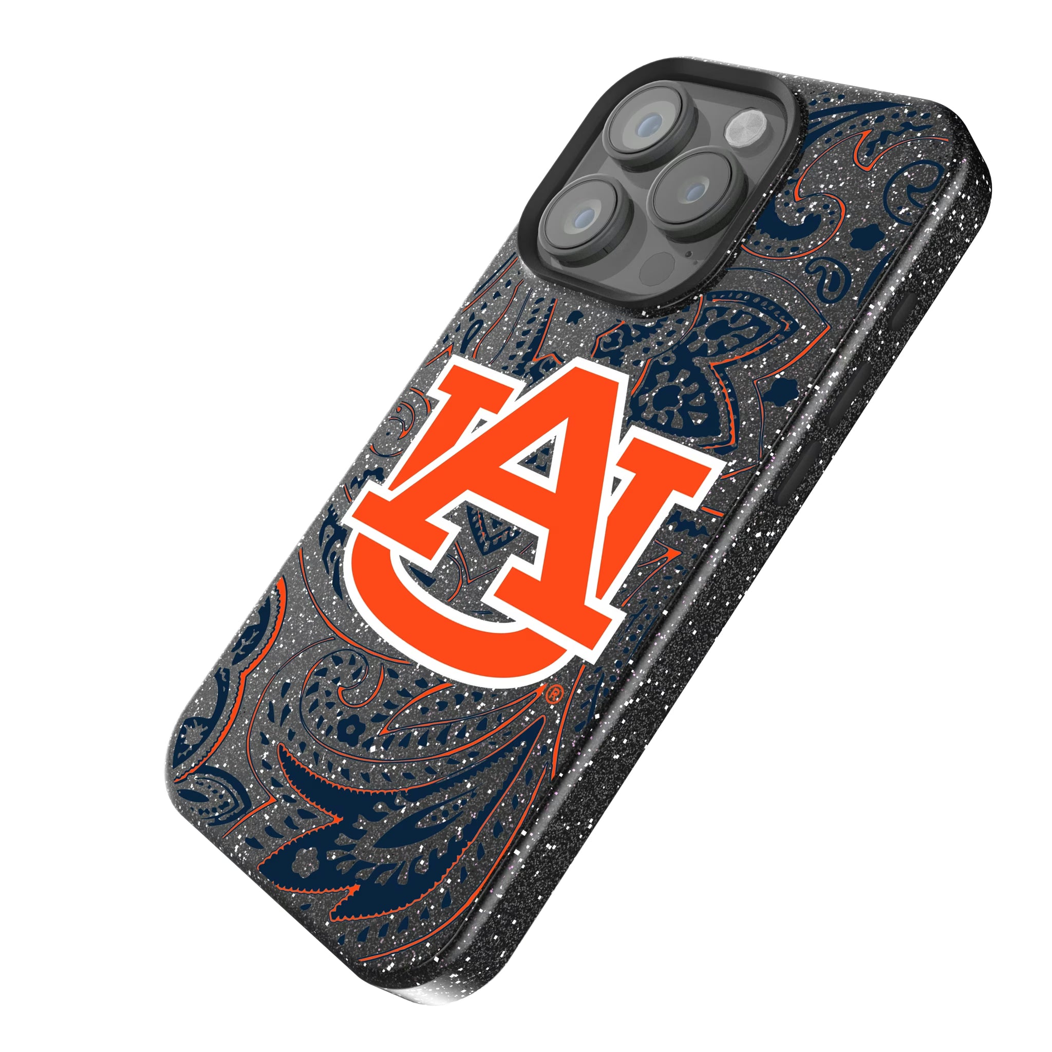 University of Auburn Tigers Paisley iPhone Bling Phone Case for Apple iPhone - Isometric View