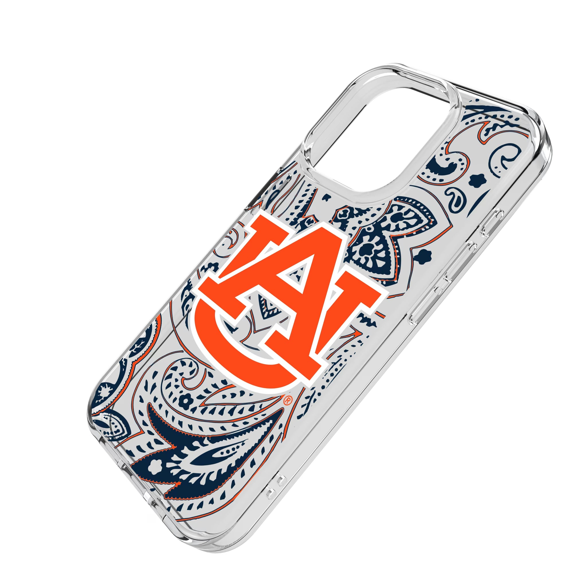 University of Auburn Tigers Paisley iPhone Clear Phone Case for Apple iPhone - Isometric View