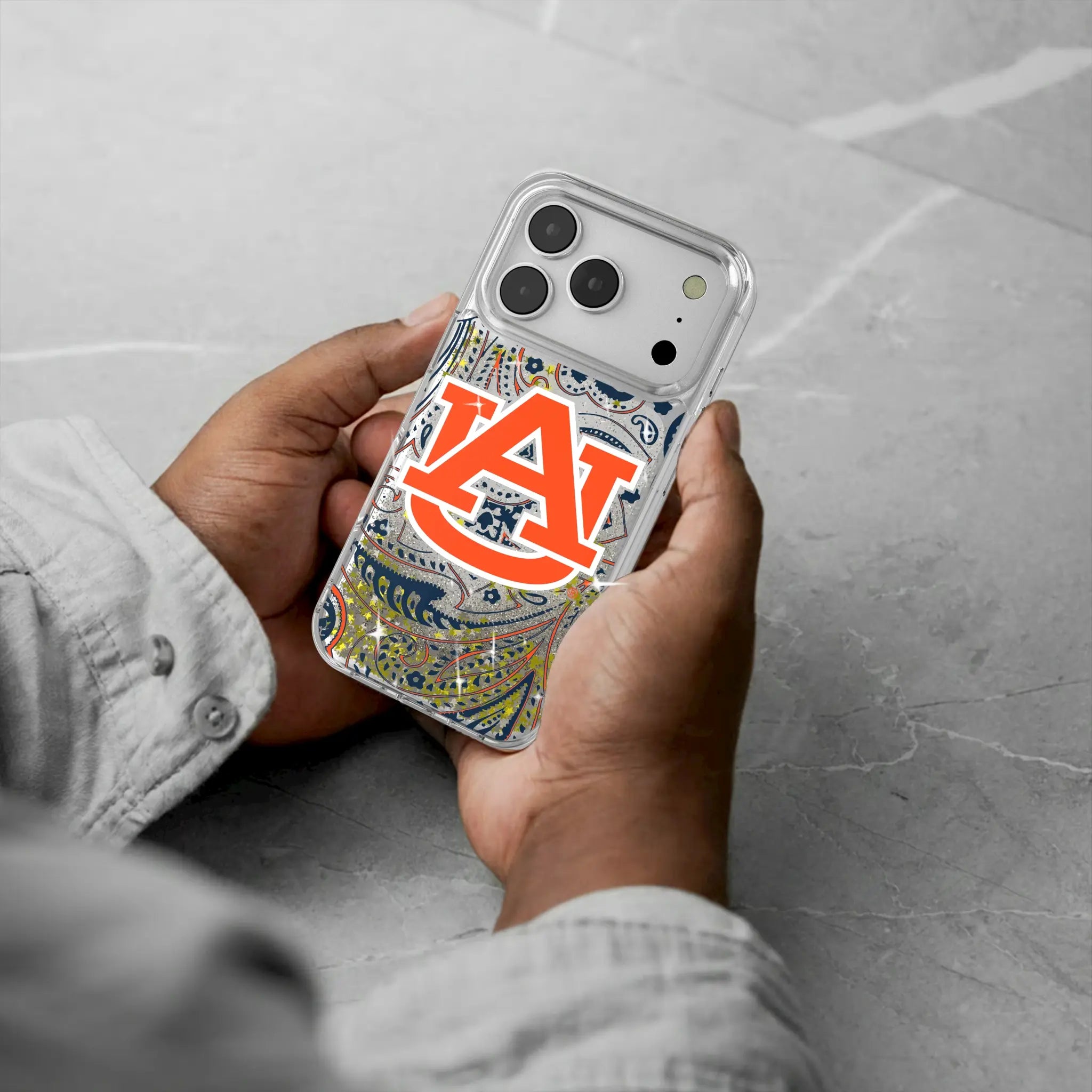 University of Auburn Tigers Paisley iPhone Glitter Phone Case for Apple iPhone - Lifestyle