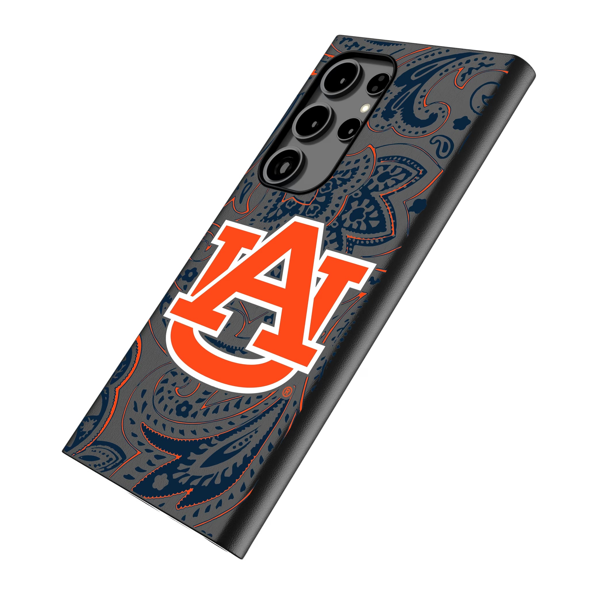University of Auburn Tigers Paisley Galaxy MagSafe Compatible Phone Case for Samsung Galaxy - Isometric View
