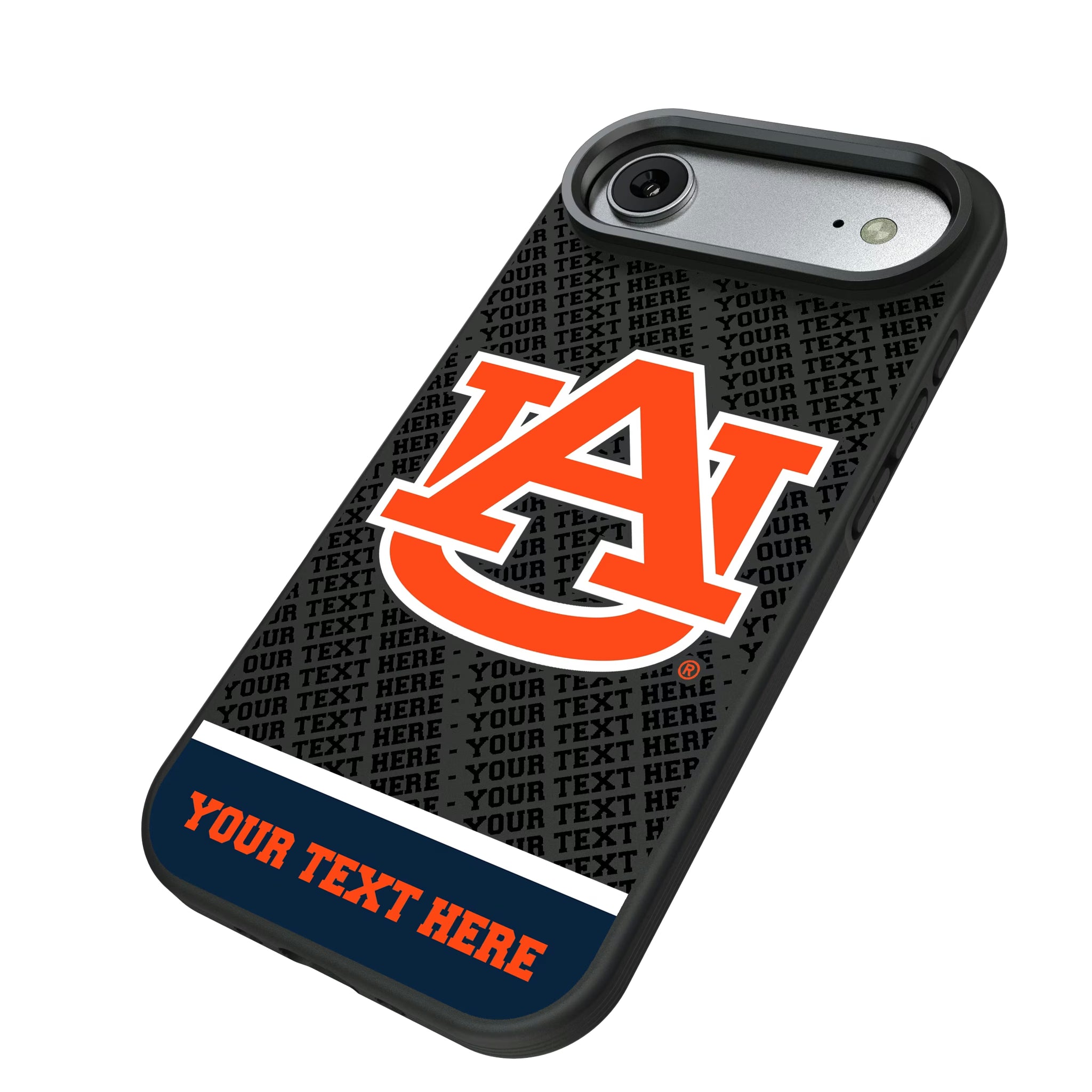 University of Auburn Tigers Personalized EndZone Plus iPhone Bump Phone Case for Apple iPhone - Isometric View#Device_iPhone Air