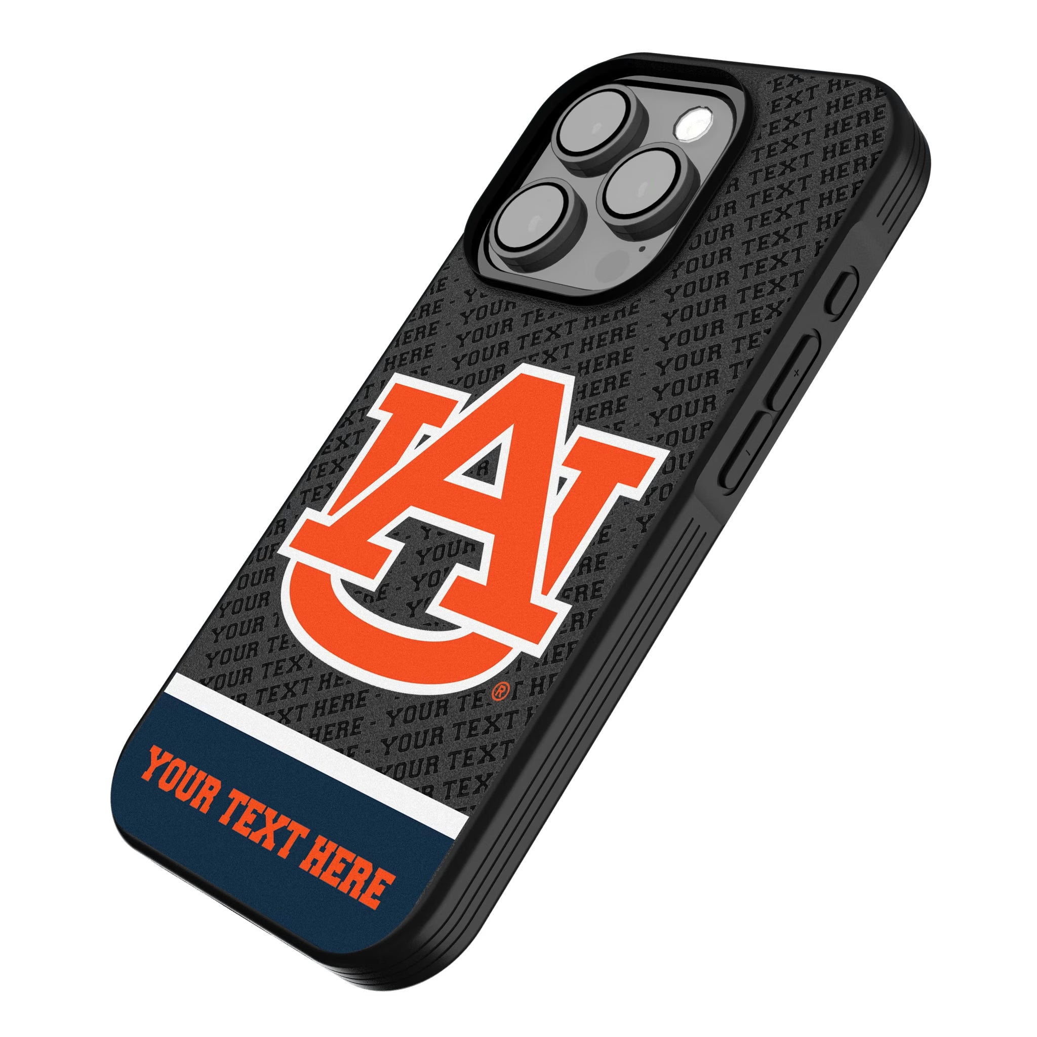 University of Auburn Tigers Personalized EndZone Plus iPhone Bump Phone Case for Apple iPhone - Isometric View