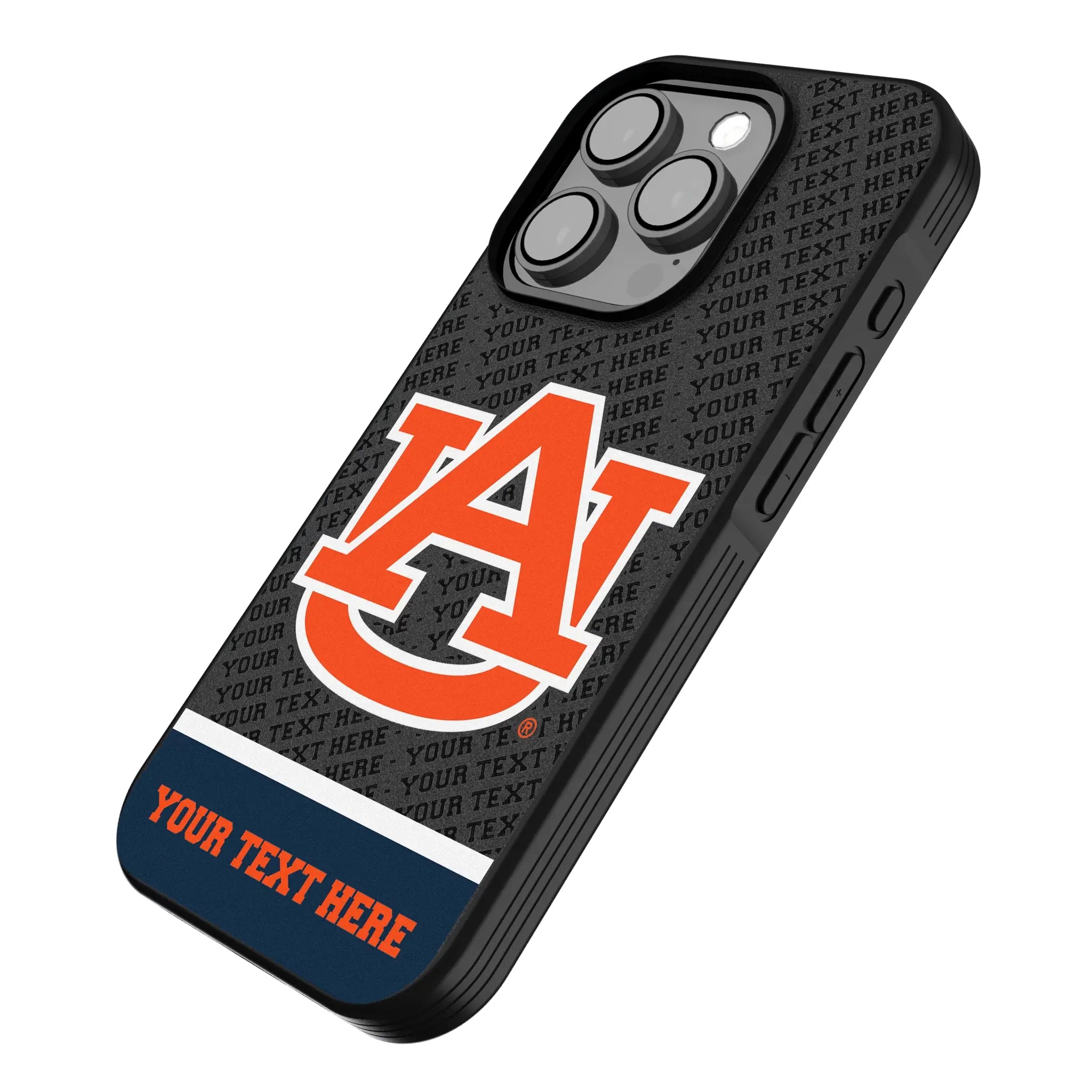 University of Auburn Tigers Personalized EndZone Plus iPhone Bump Phone Case for Apple iPhone - Isometric View