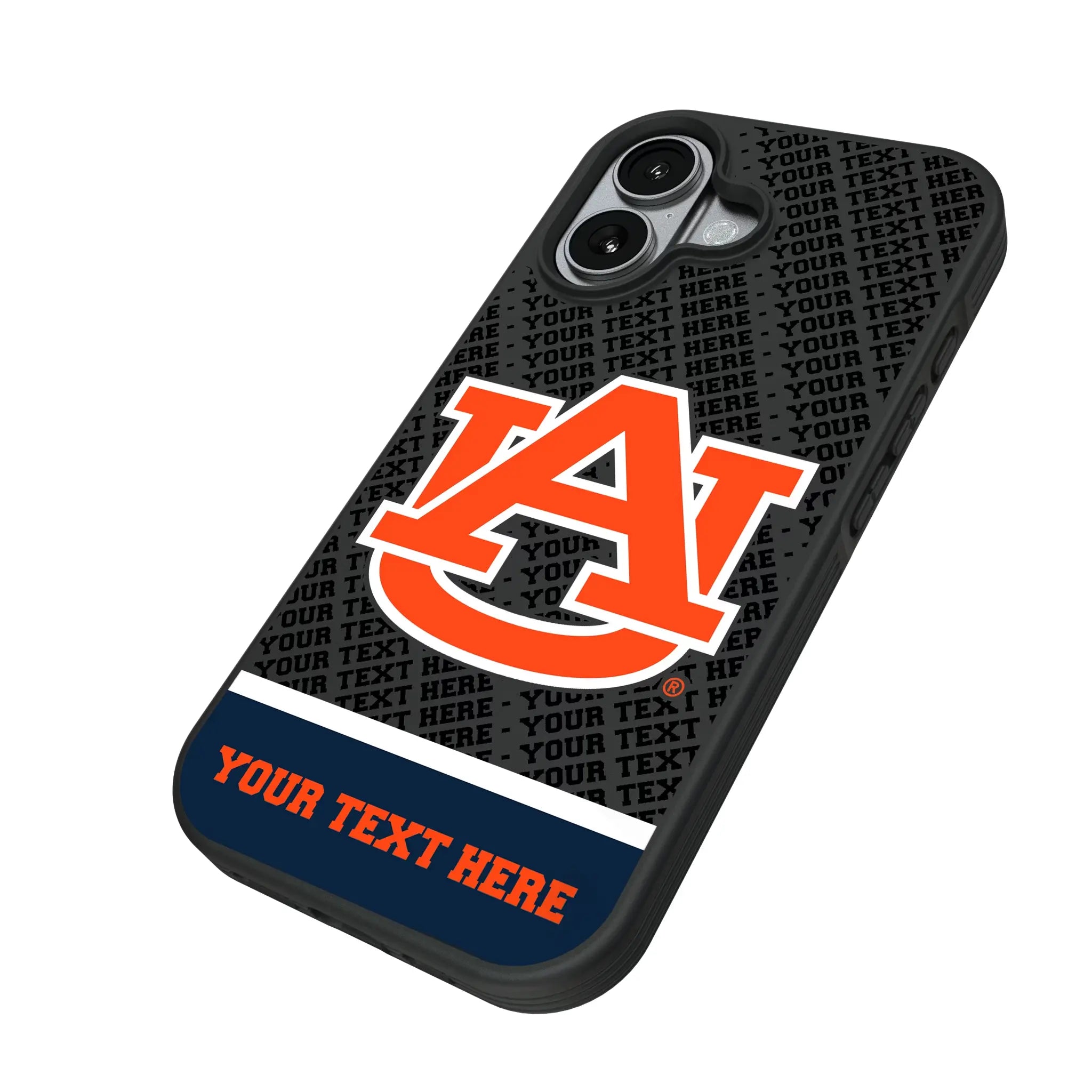 University of Auburn Tigers Personalized EndZone Plus iPhone Bump Phone Case for Apple iPhone - Isometric View#Device_iPhone 17