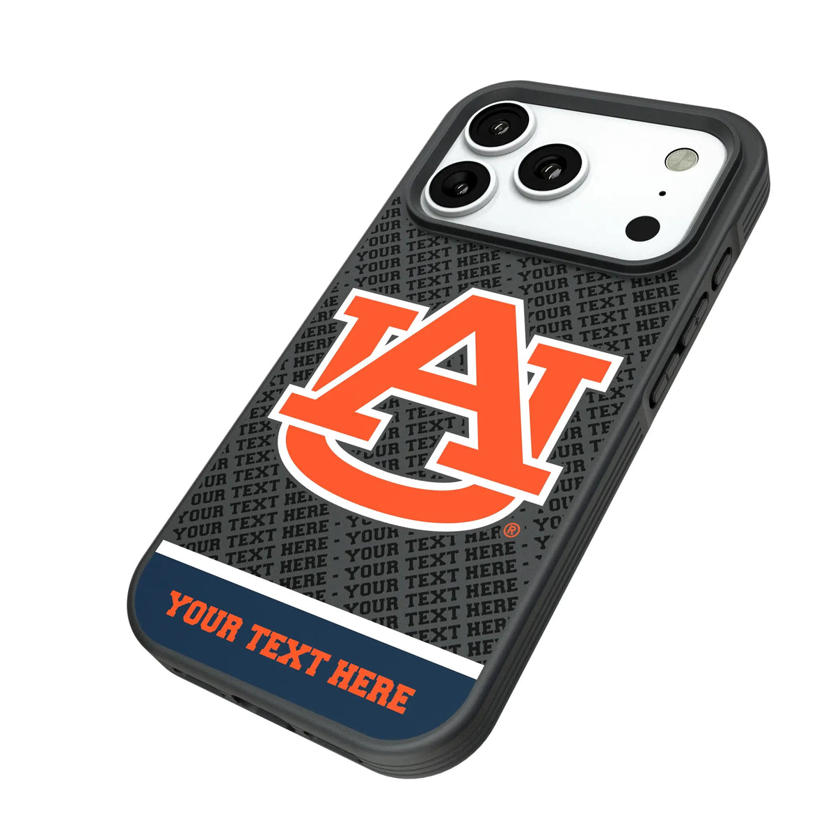 University of Auburn Tigers Personalized EndZone Plus iPhone Bump Phone Case for Apple iPhone - Isometric View#Device_iPhone 18 Pro