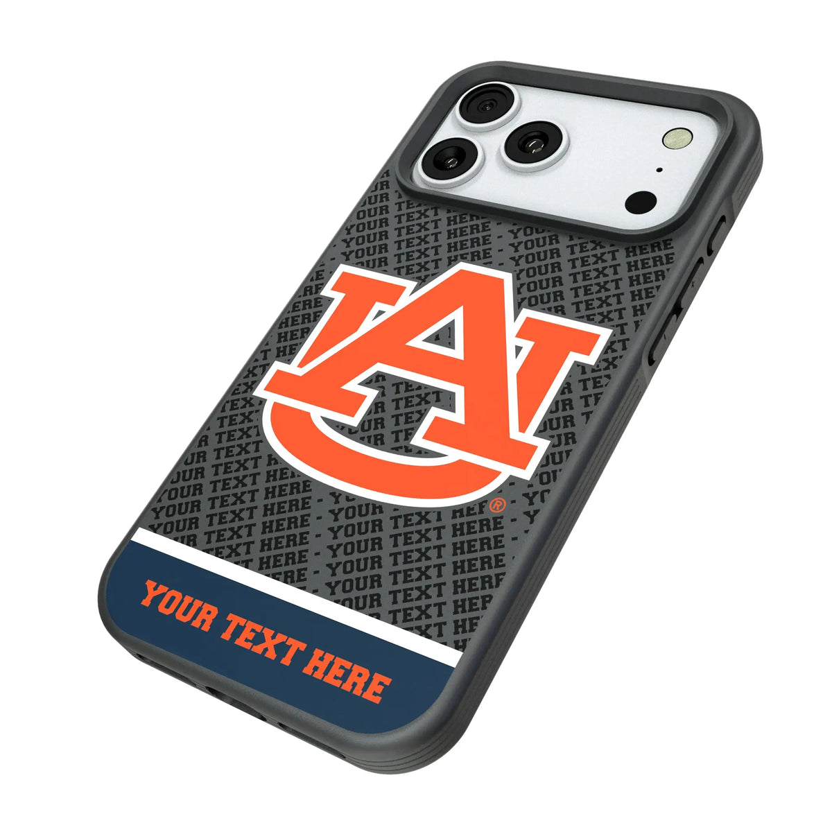 University of Auburn Tigers Personalized EndZone Plus iPhone Bump Phone Case for Apple iPhone - Isometric View#Device_iPhone 18 Pro Max